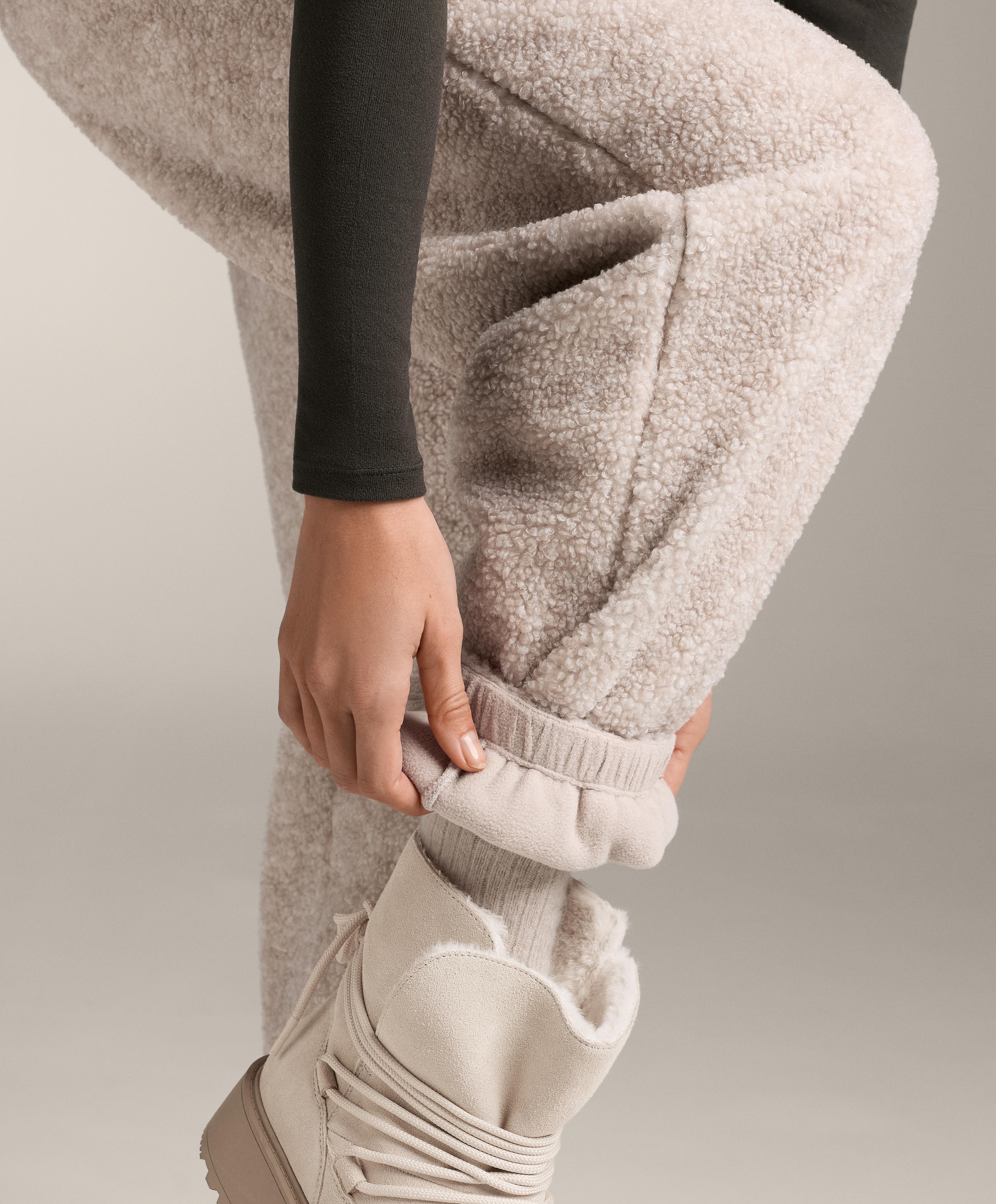 Lightweight faux-shearling jogging trousers