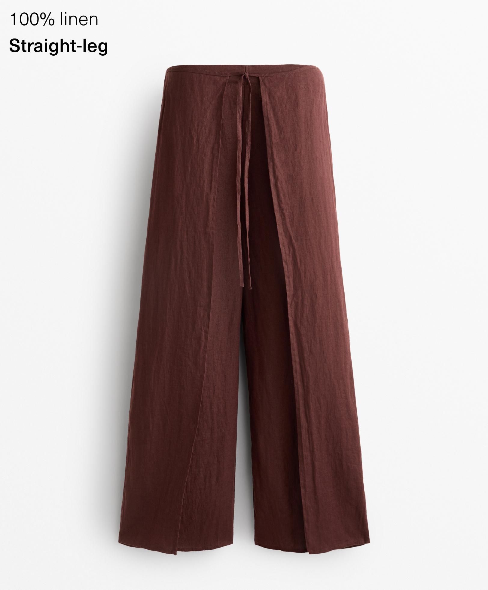 Pantalón recto capas 100% lino