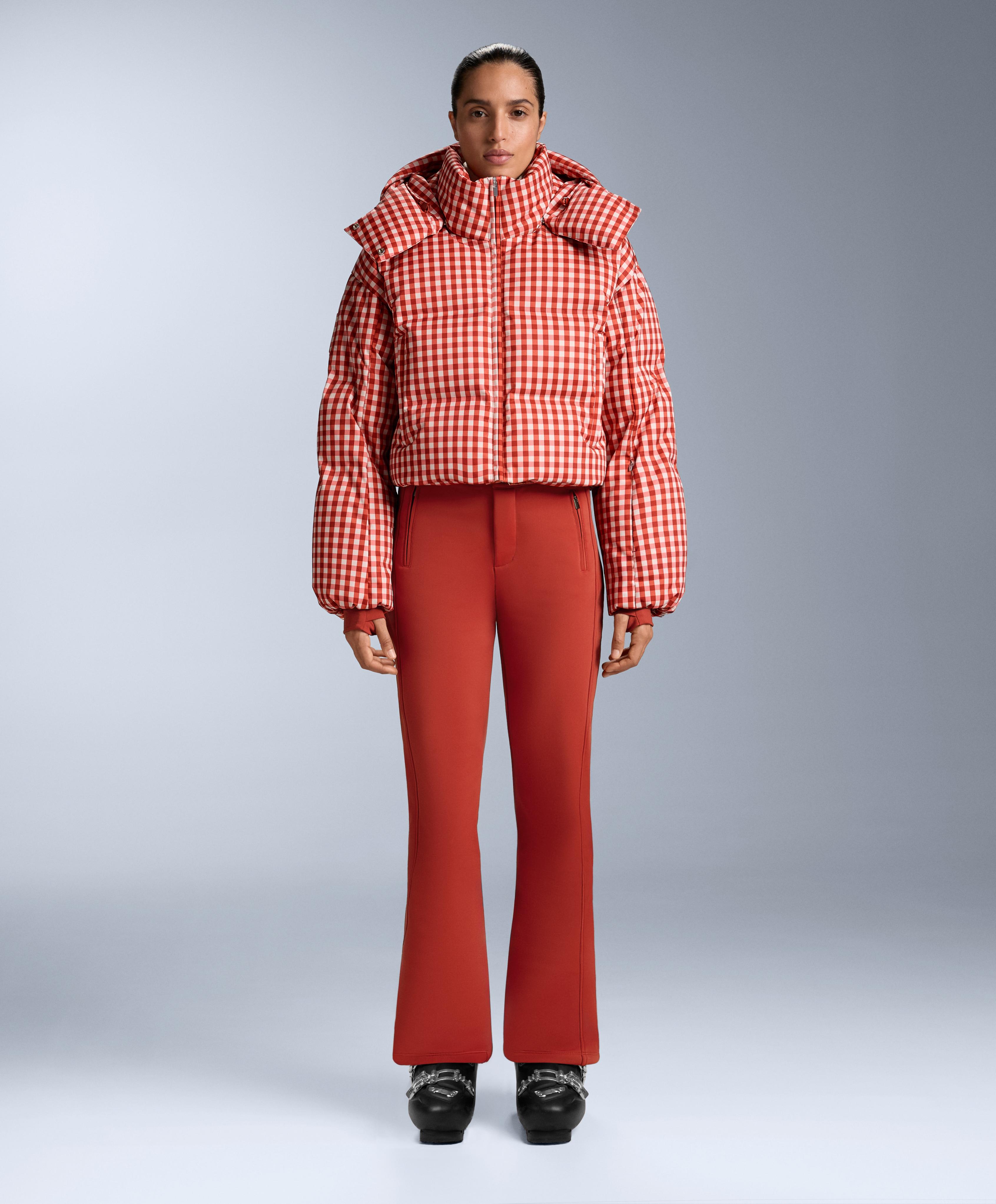 Lightweight 80% down and 20% MINARDI PIUME SKI water-resistant short jacket — BRIGHT BURNT ORANGE 