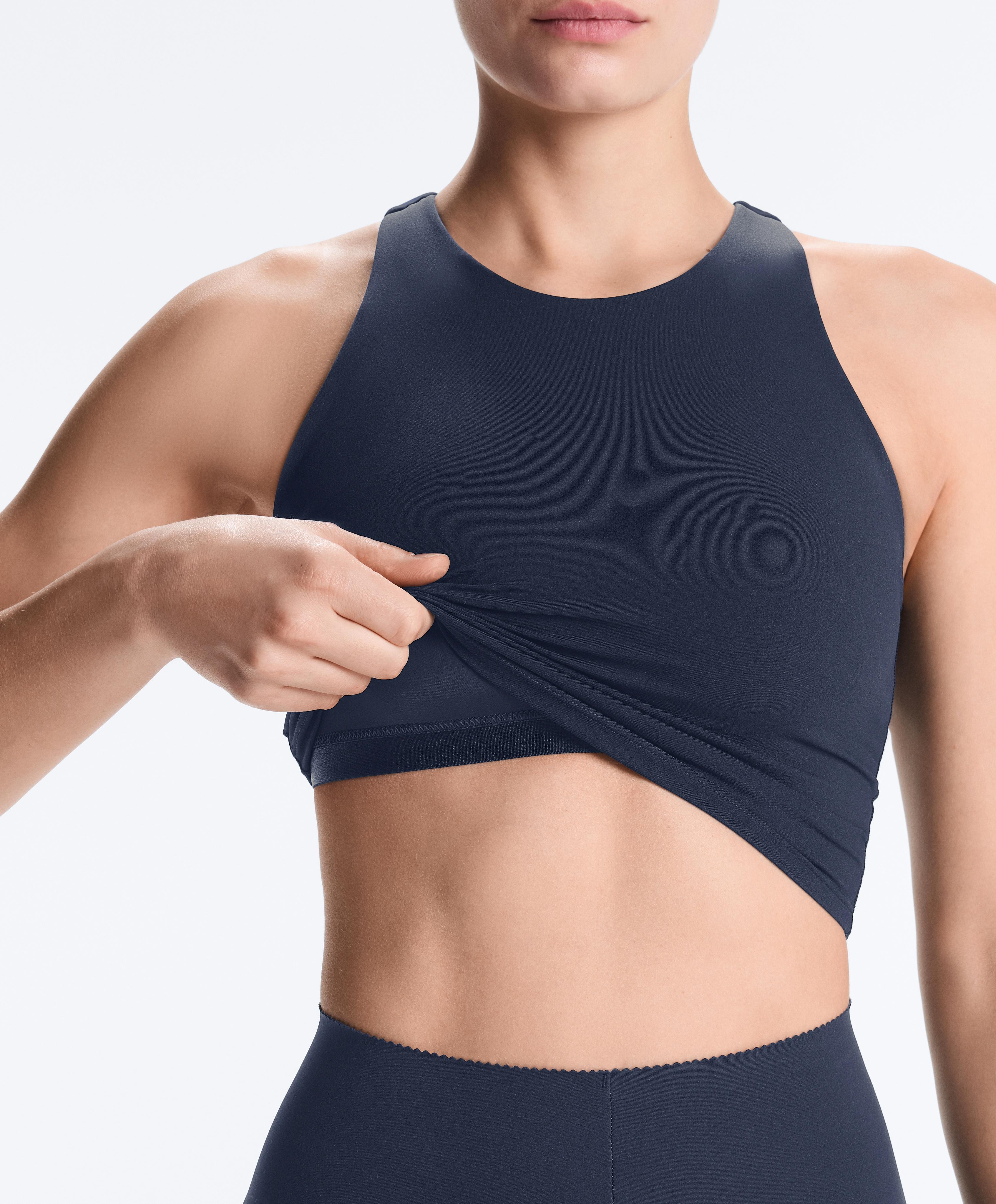 Compressive halter tank top — NAVY BLUE