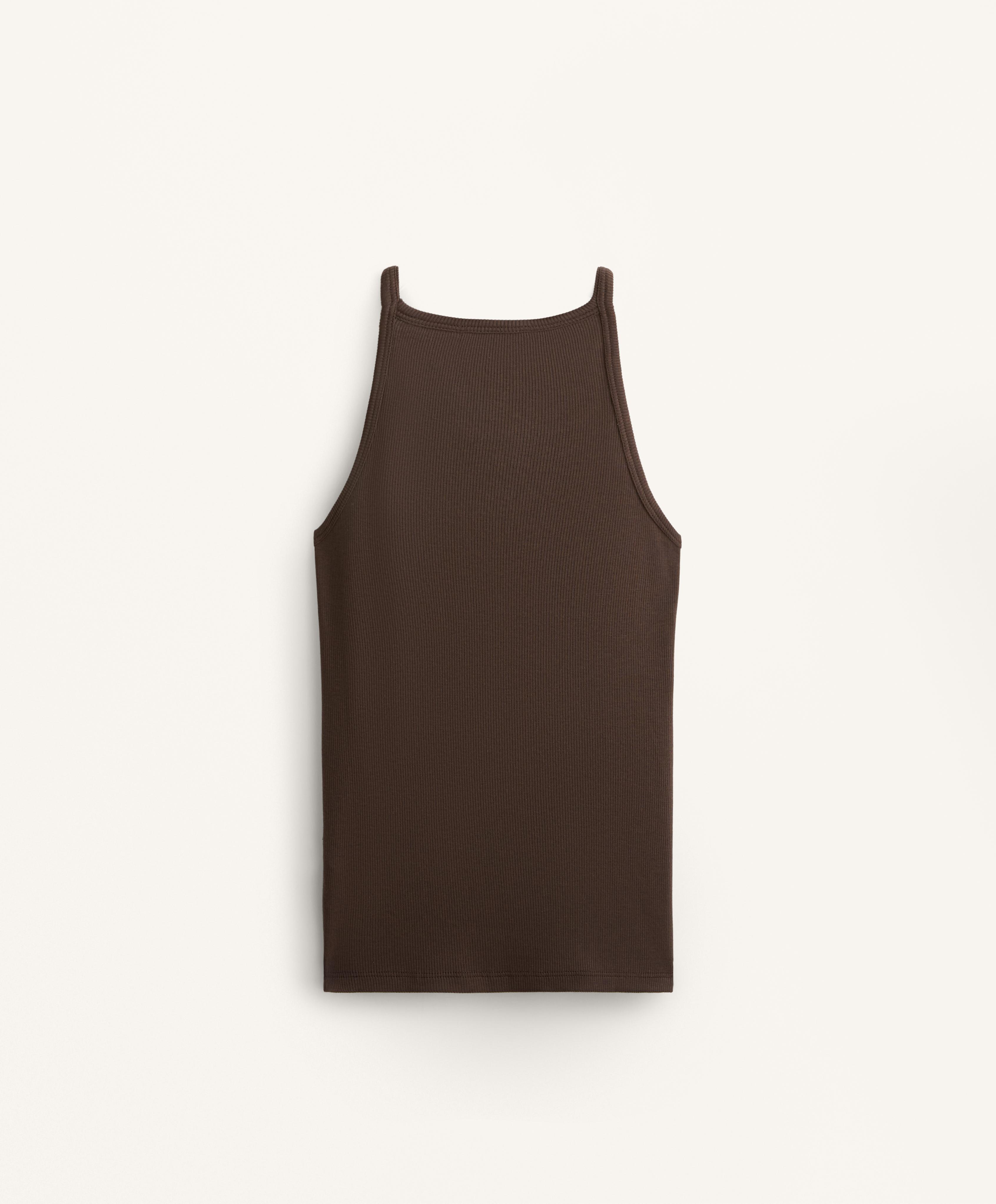Geripptes Tanktop mit dünnen Trägern aus Baumwolle und Modal Geripptes Tanktop mit dünnen Trägern aus Baumwolle und Modal