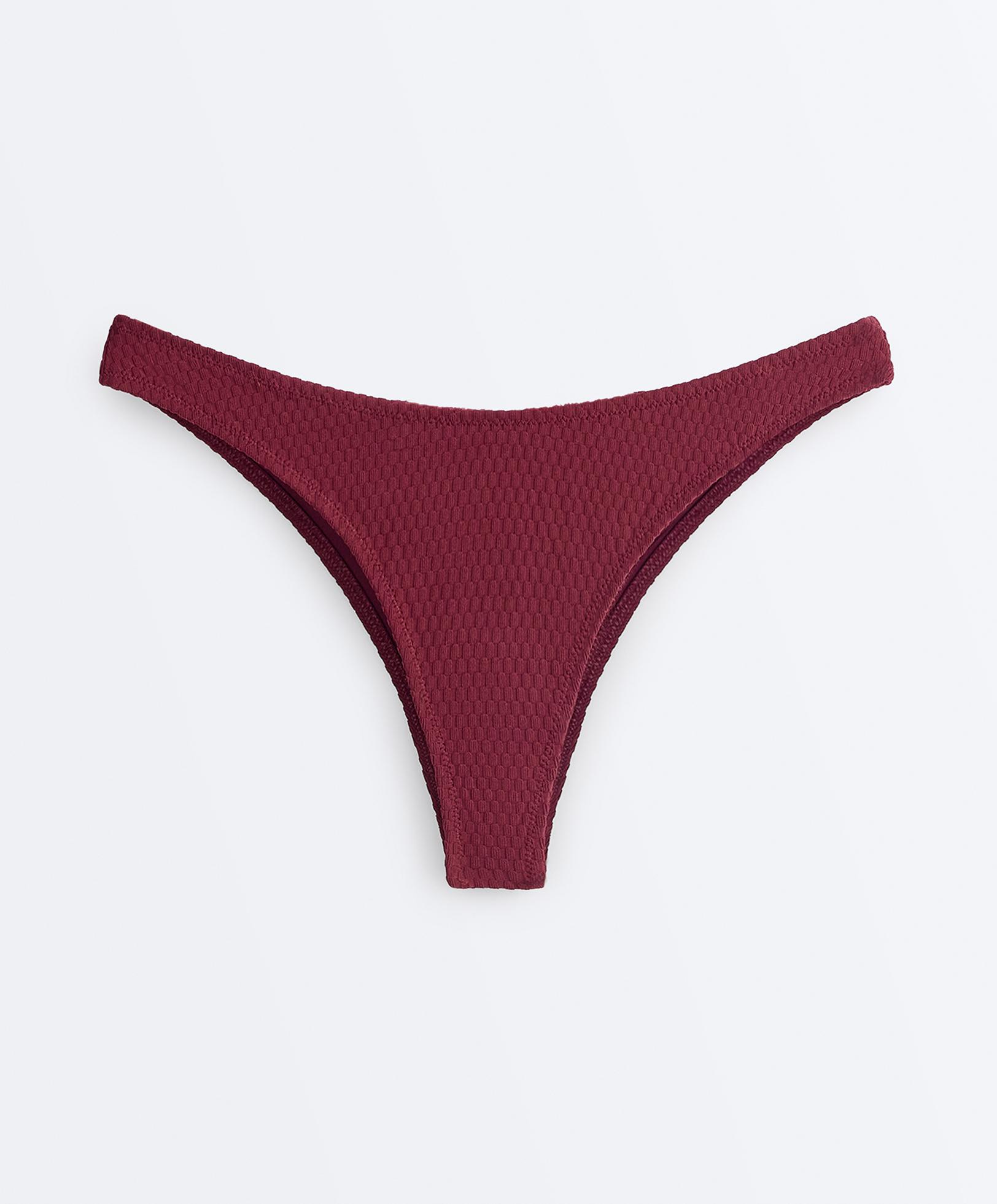 U-cut mini check jacquard Brazilian bikini briefs — CHERRY