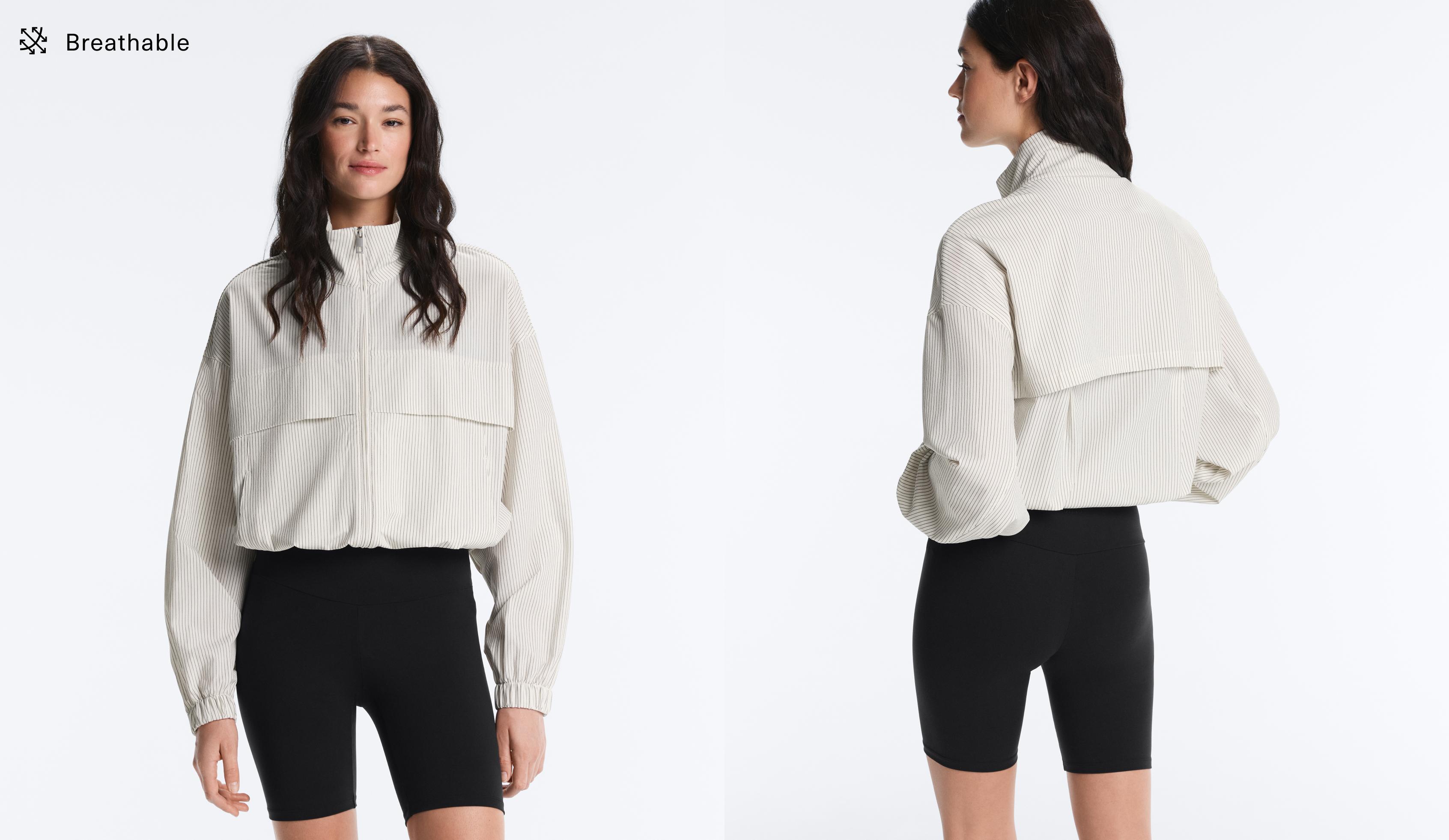 Striped stretch overlay jacket — WHITE