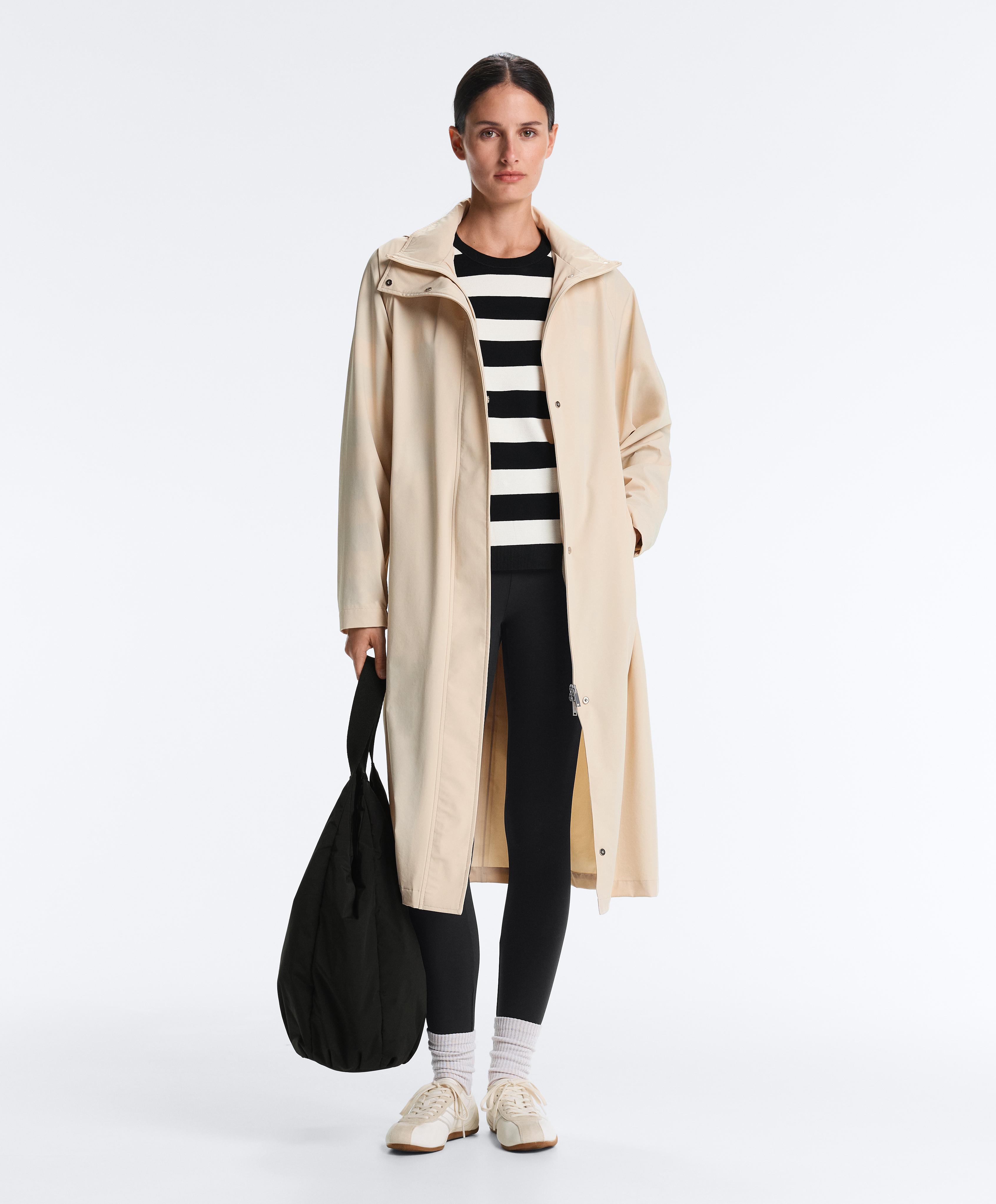 Long extra lightweight 10k waterproof jacket — PALE BEIGE