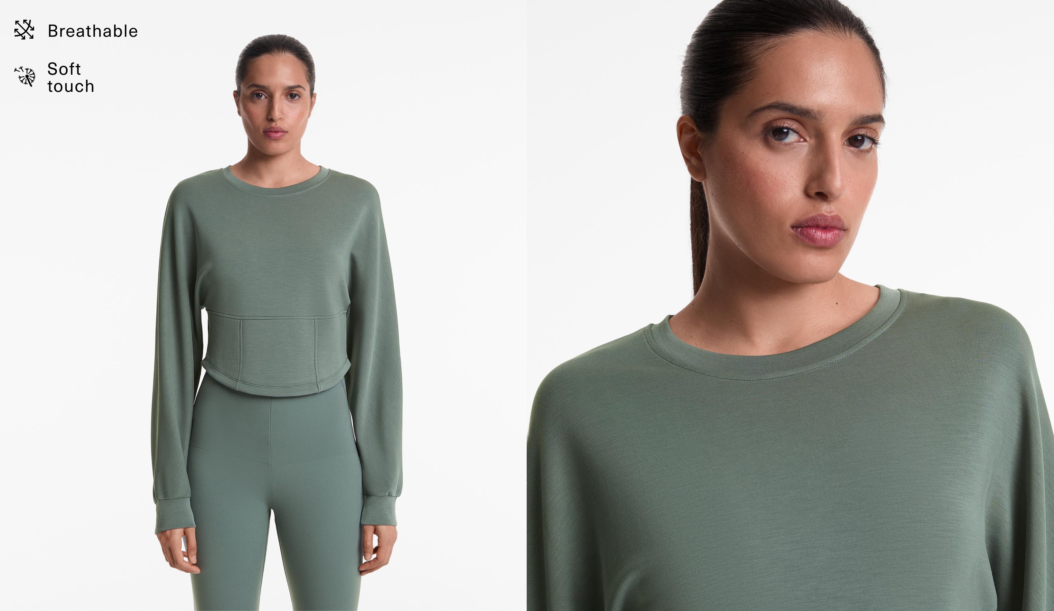 Crop sweatshirt with soft-touch modal