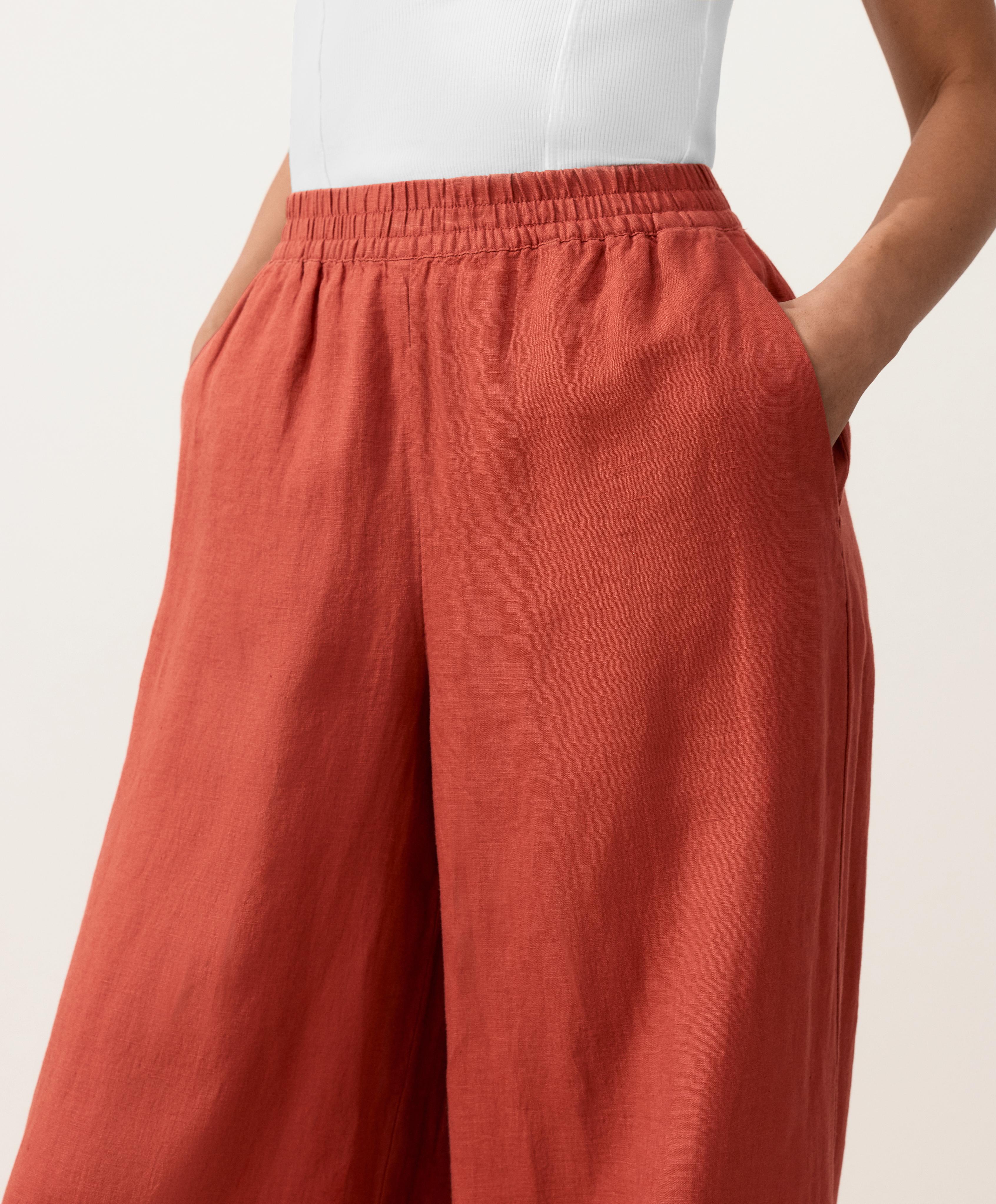100% linen bloomer trousers — TEA RED
