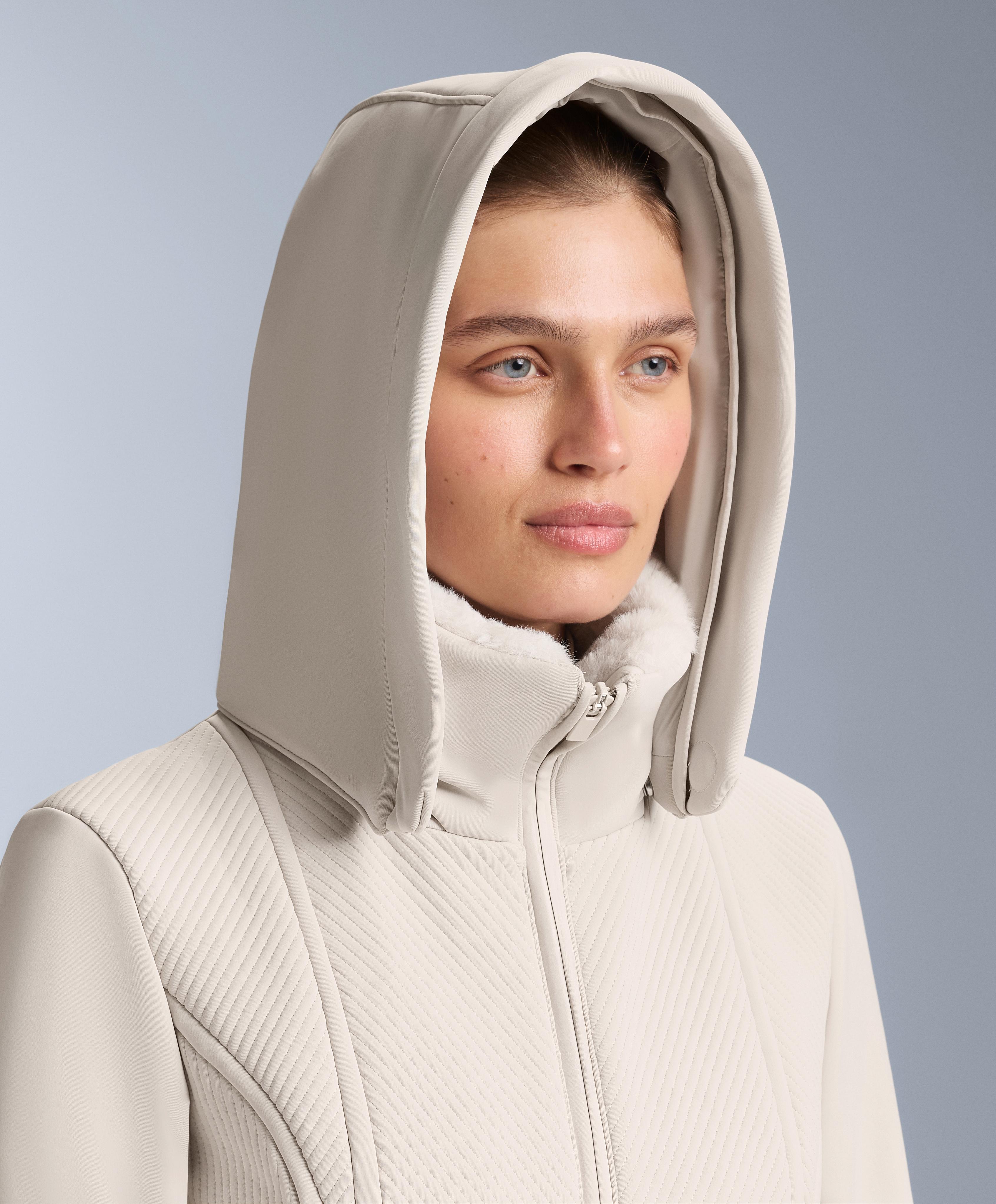 Water-resistant fitted stretch SKI jumpsuit — PALE MINK