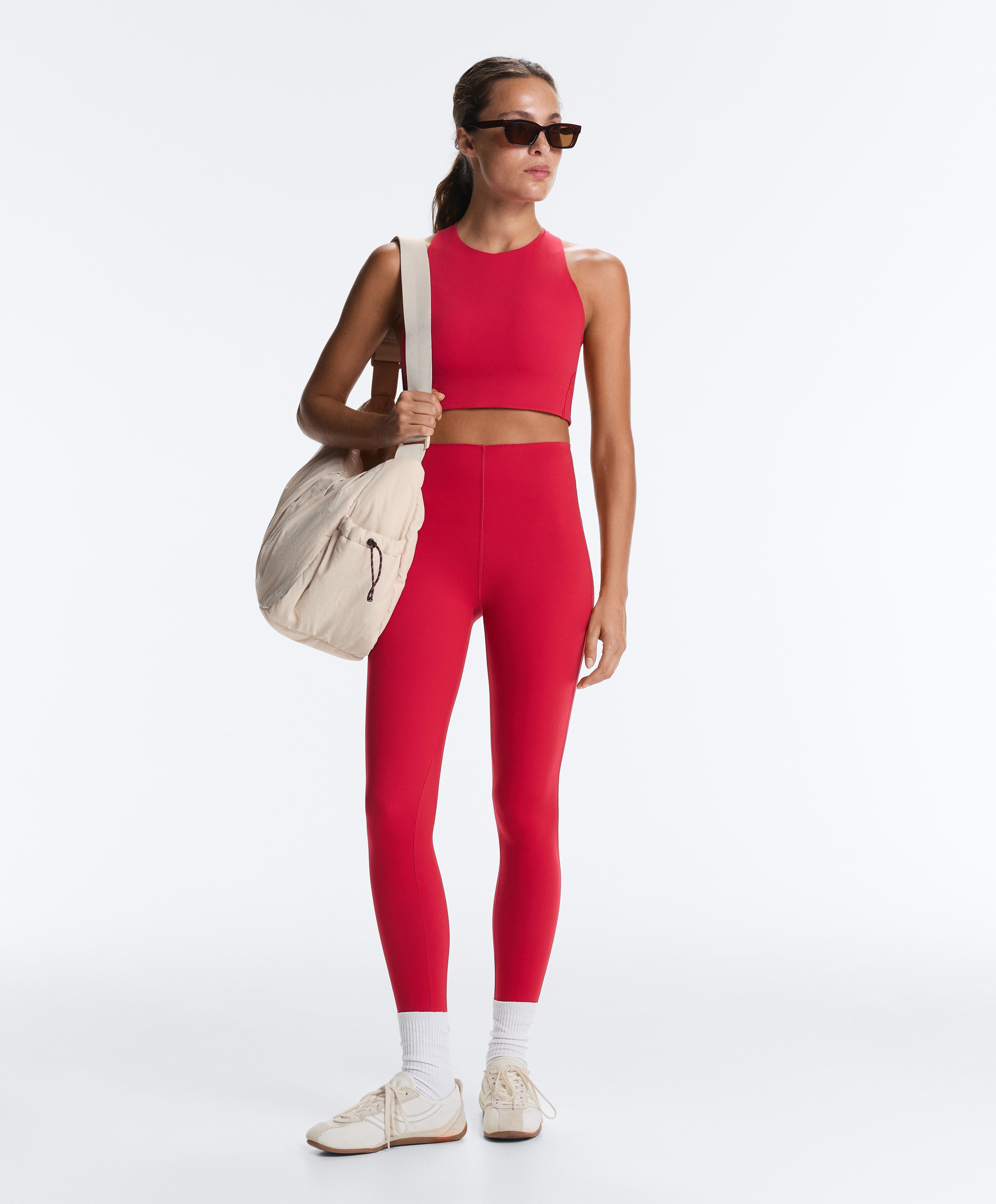 High-waisted Extra Compressive core control ankle-length leggings — RED