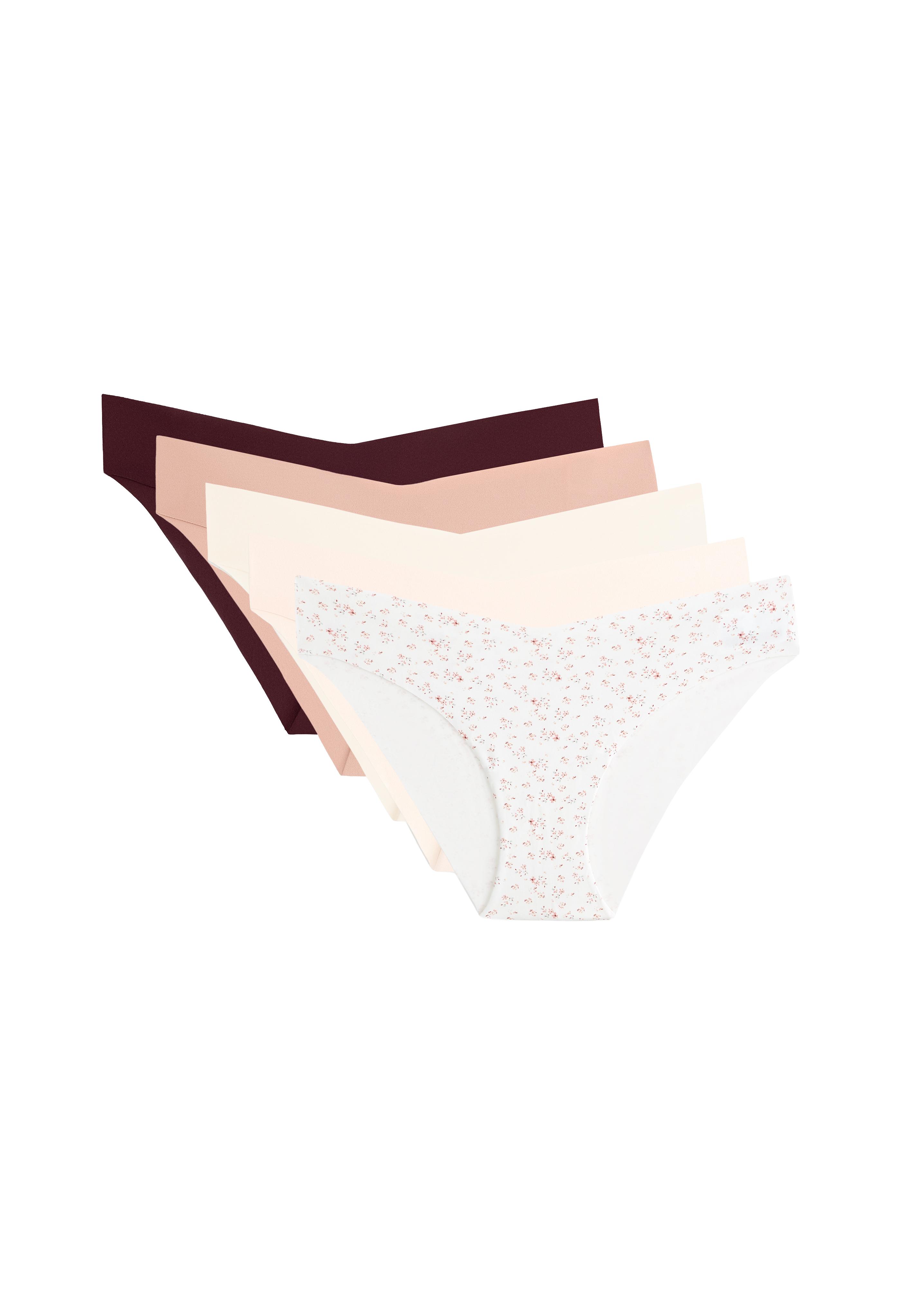 5 invisible laser-cut V-cut polyamide blend classic bikini briefs — SOFT PINK