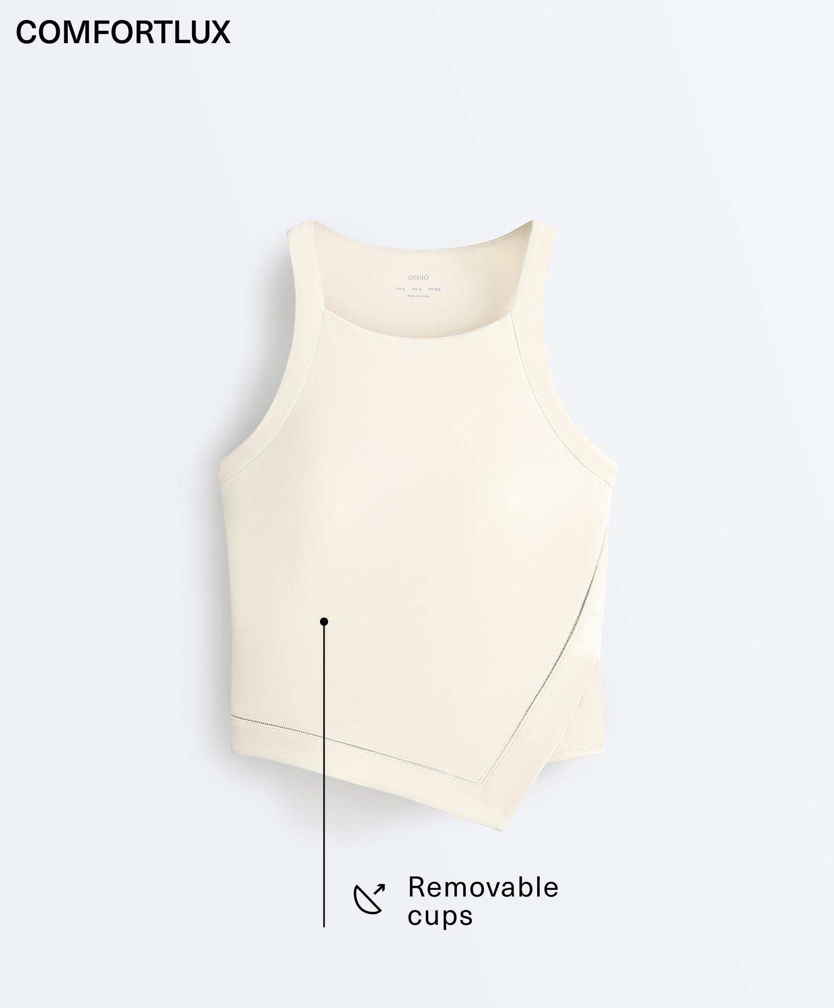 Comfortlux halter neck hemstitch tank top