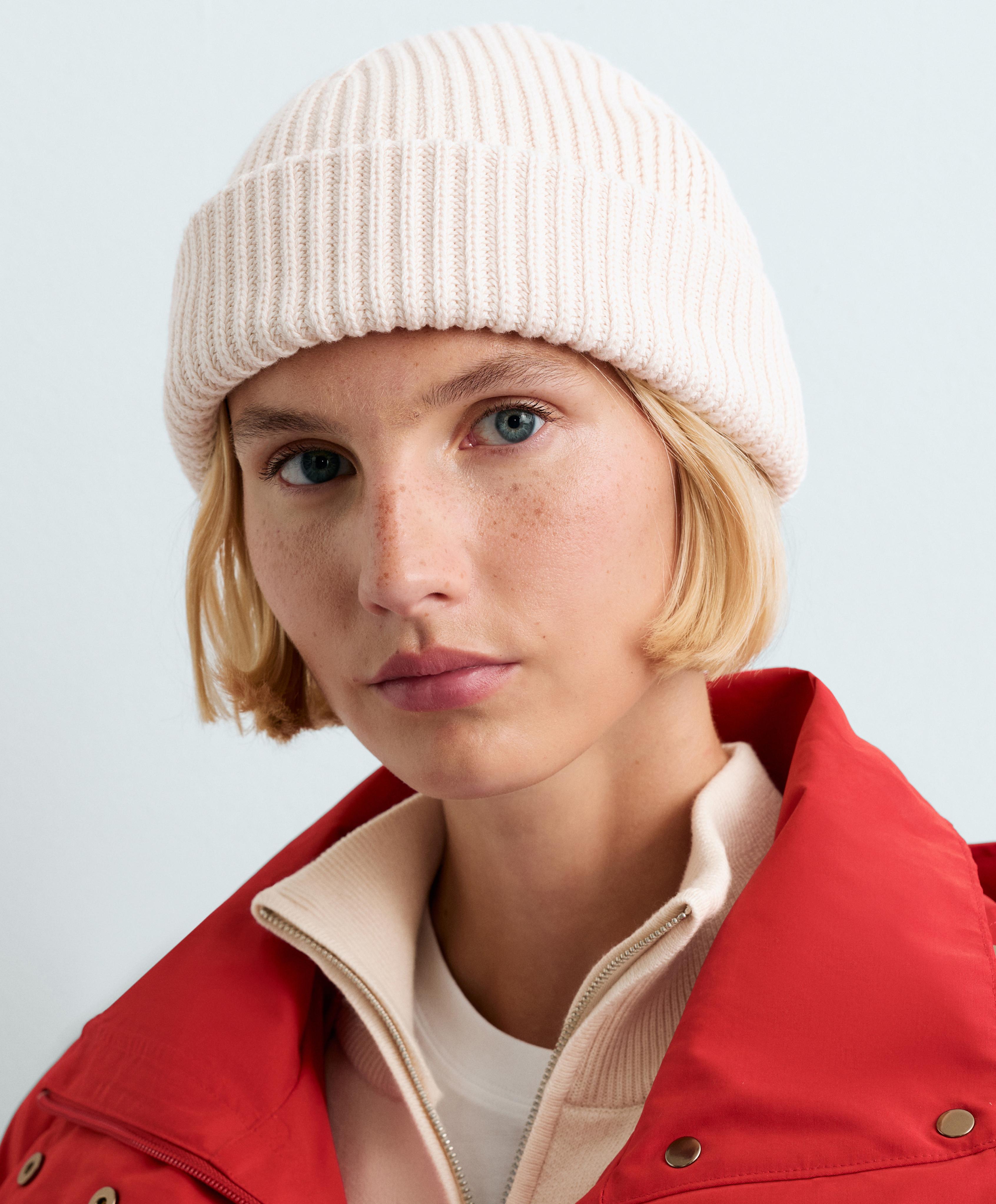 100% cotton ribbed beanie — ECRU