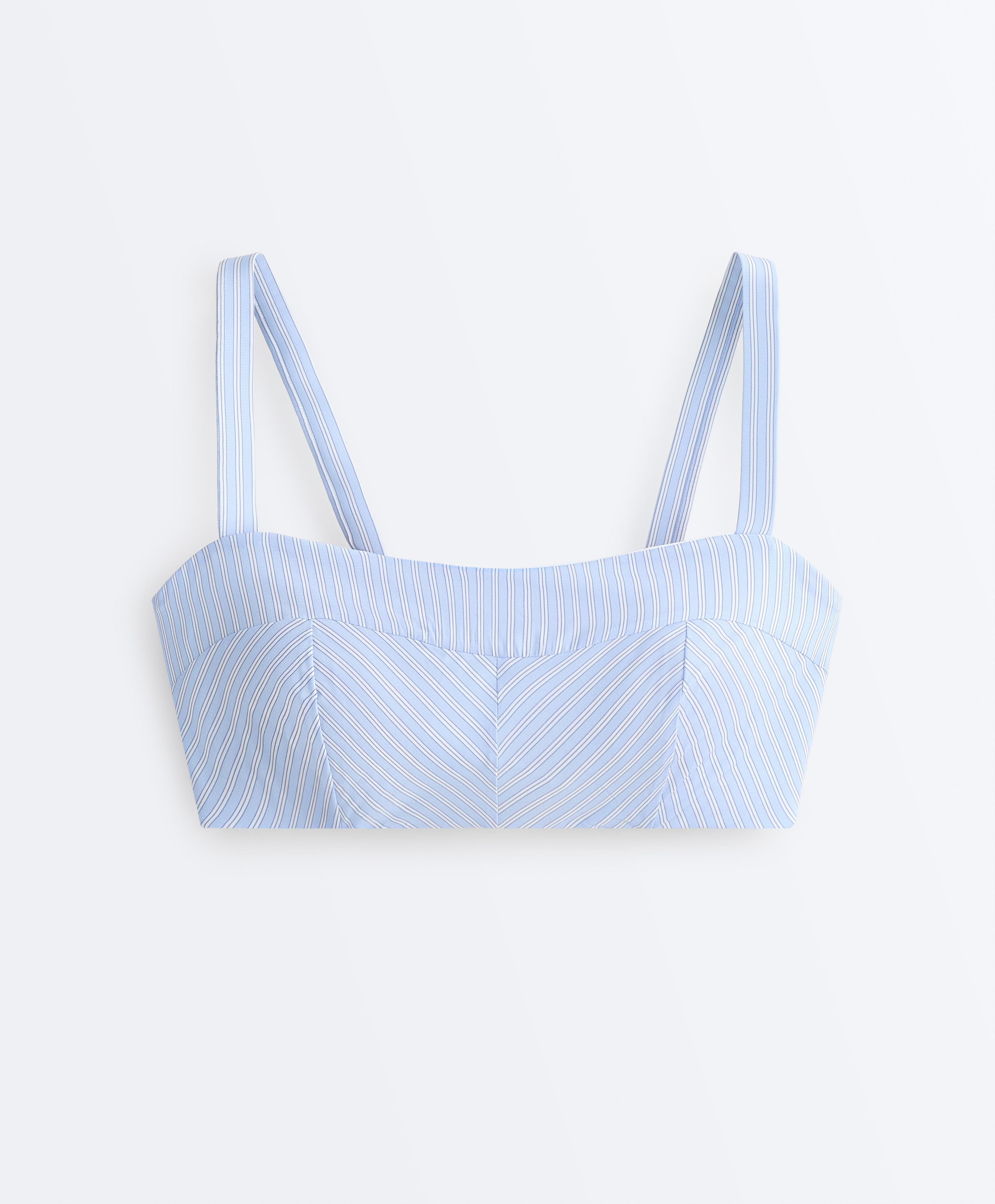 Medium-support striped straight sports bra — BLUE