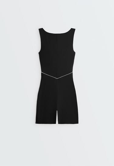 Comfortlux piping short jumpsuit — BLACK 7