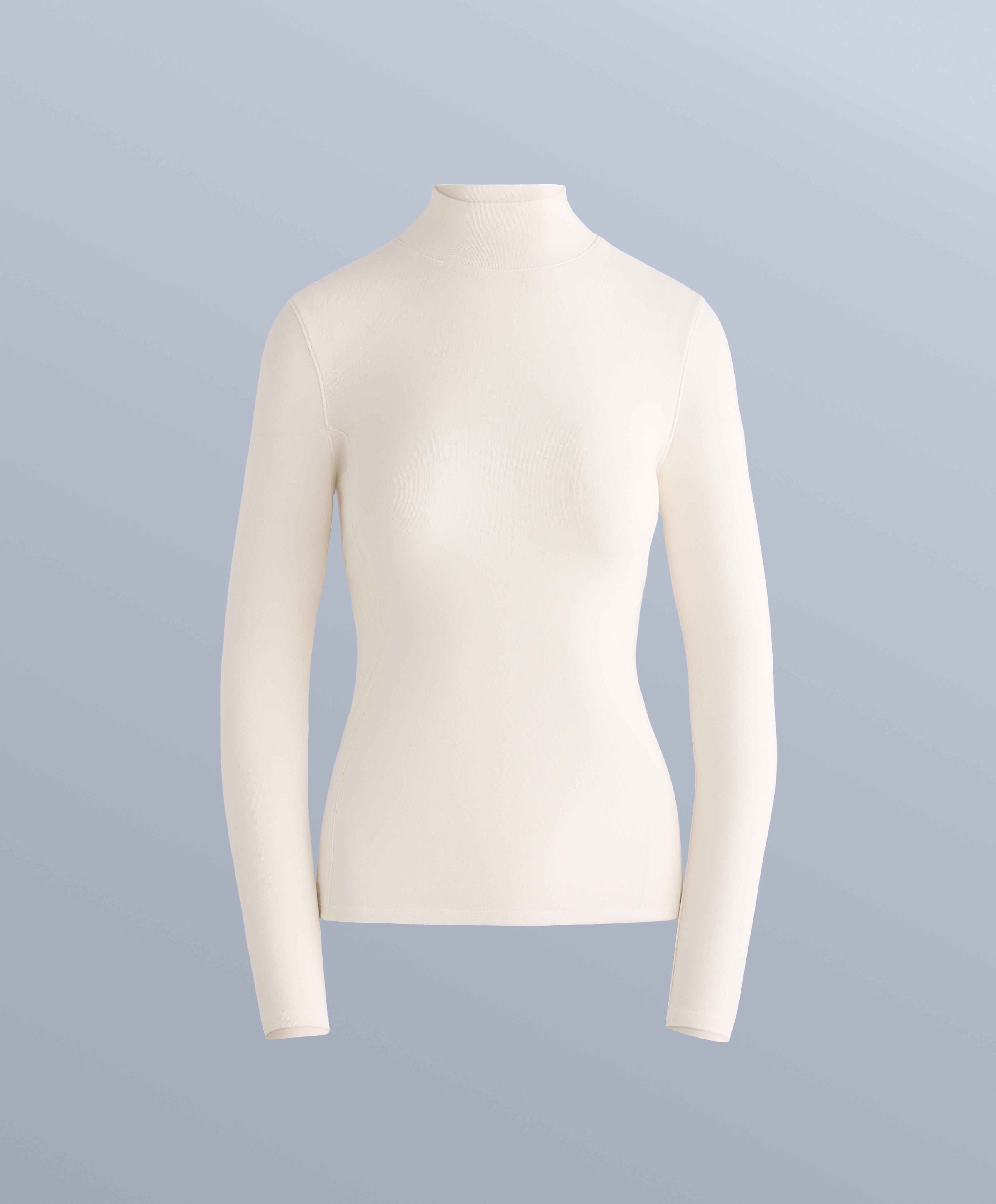 High-neck thermal base layer fleece top — PALE ECRU