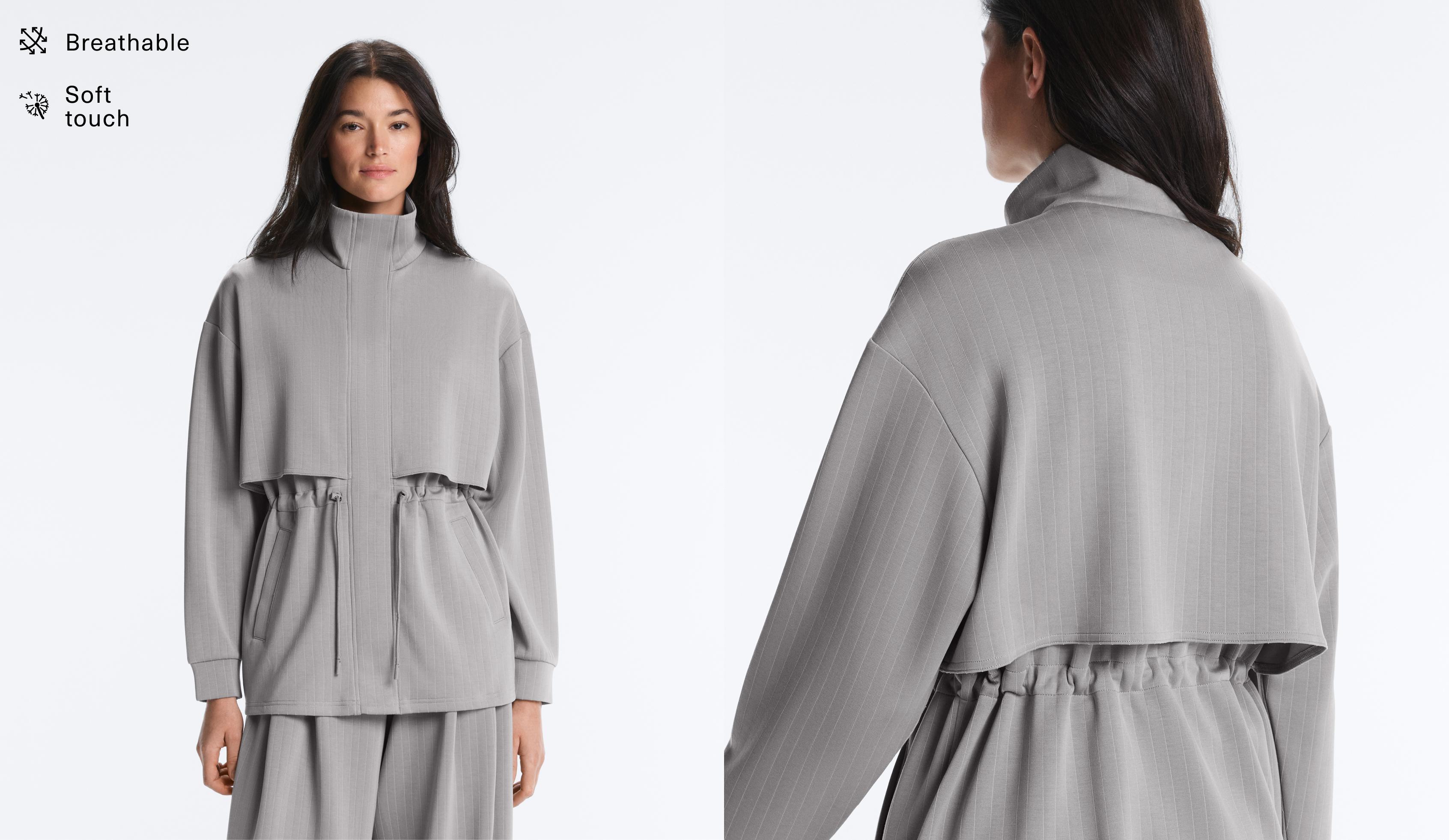 Long jacket with soft-touch modal stripes Long jacket with soft-touch modal stripes