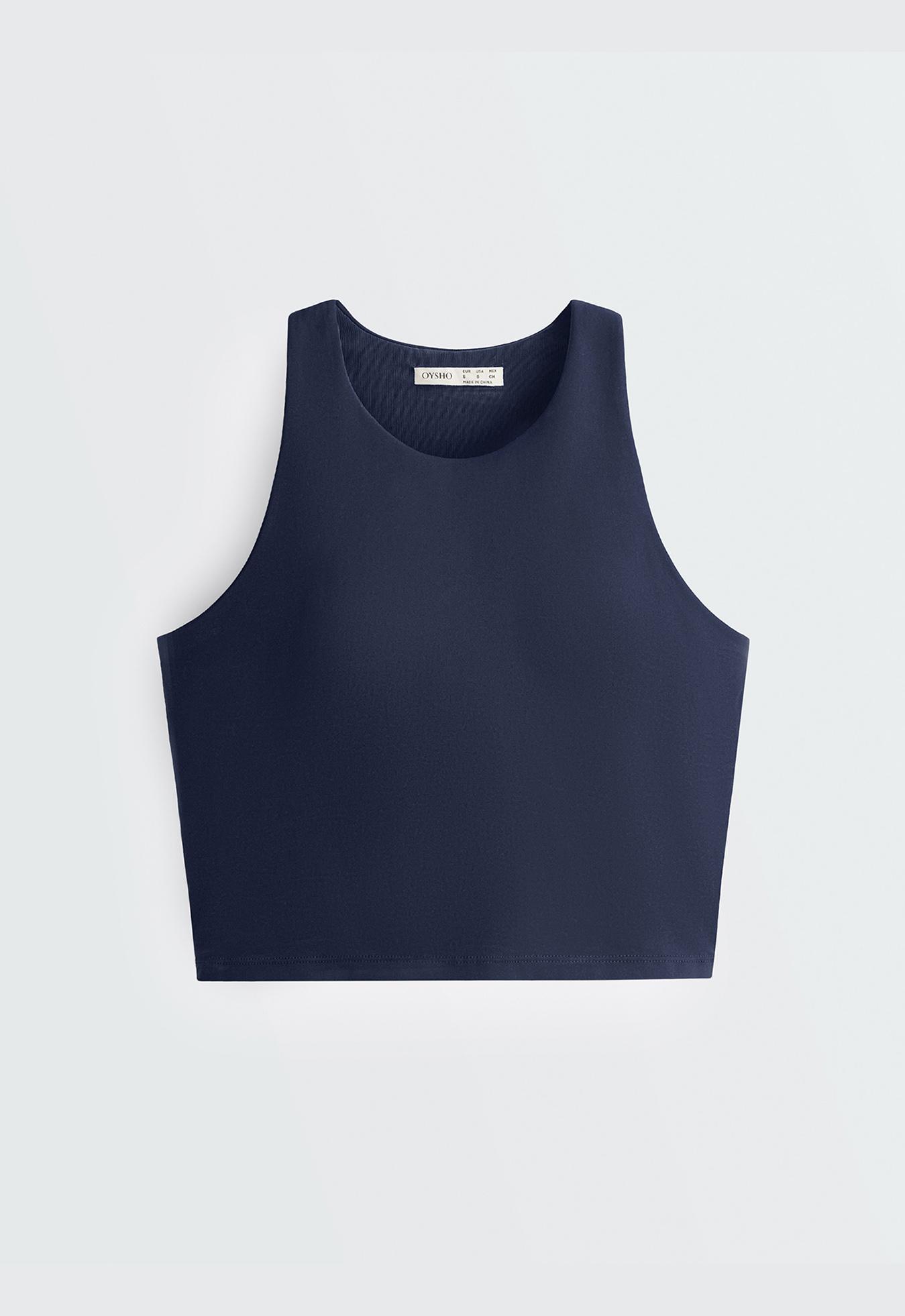 Compressive halter tank top — NAVY BLUE