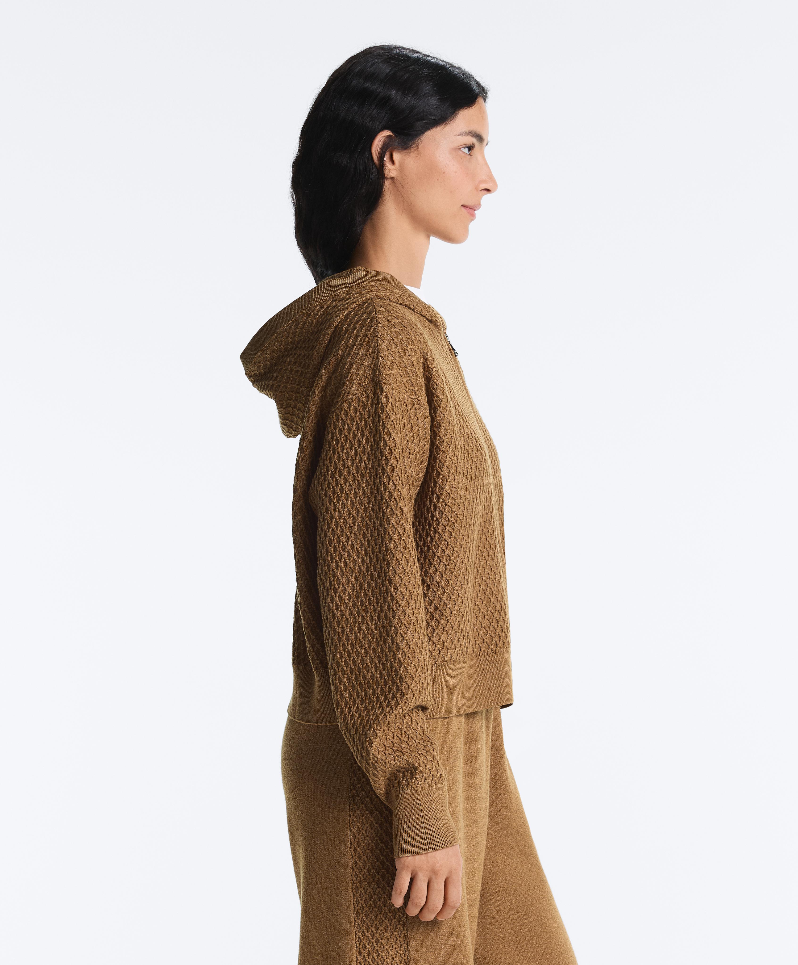 Structured knit hooded jacket — COPPER
