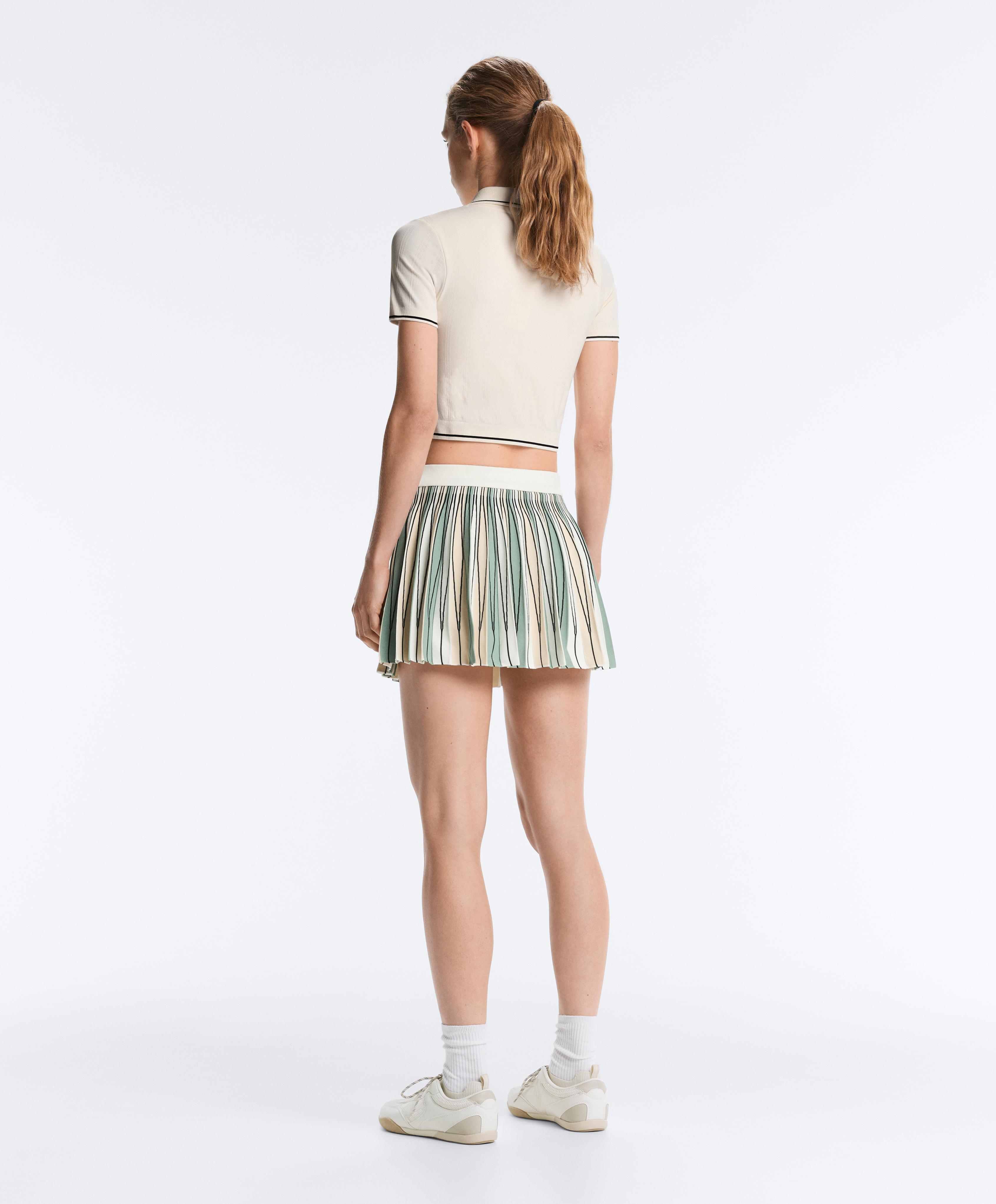Seamless contrast short-sleeved polo shirt — PALE ECRU