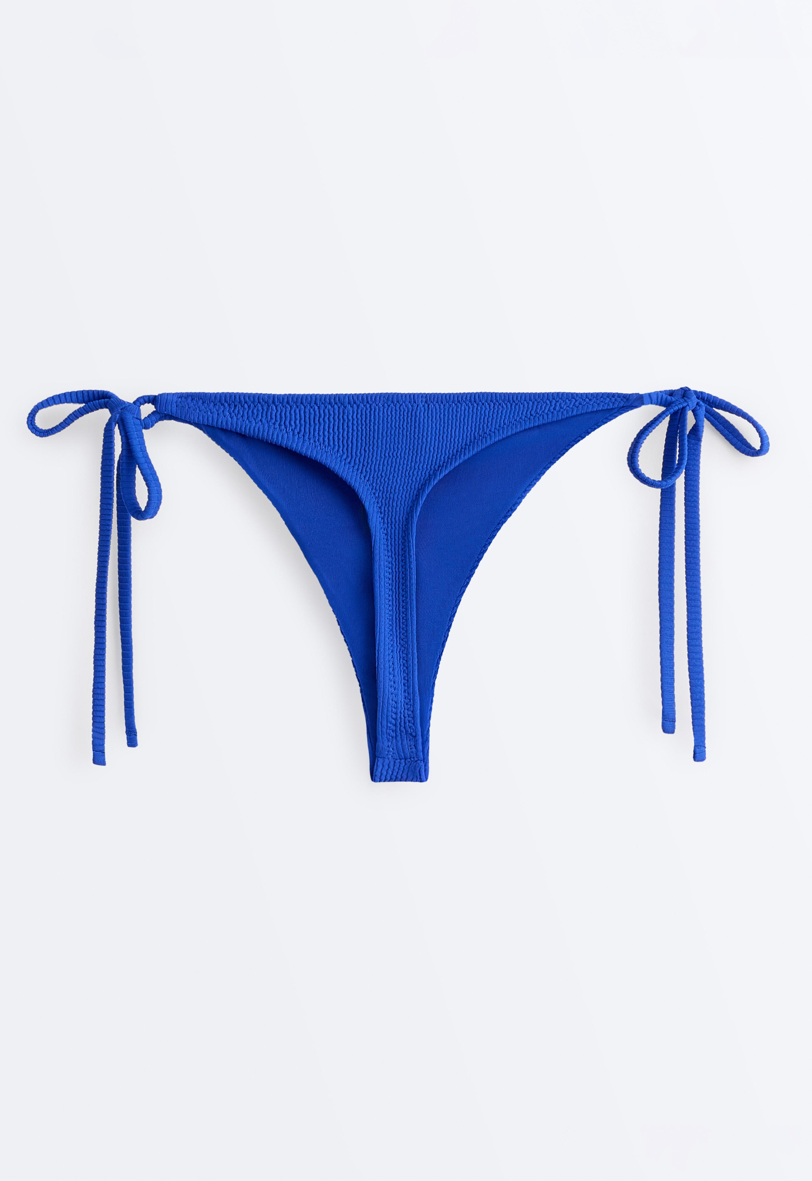 Rib tie thong bikini briefs — ELECTRIC BLUE