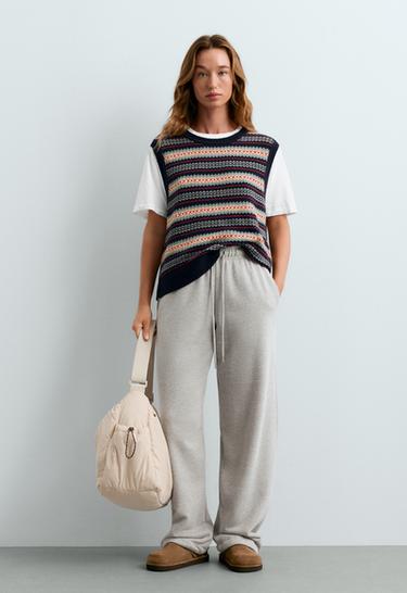 Jacquard knit vest with cotton and 10% wool — INK BLUE 1