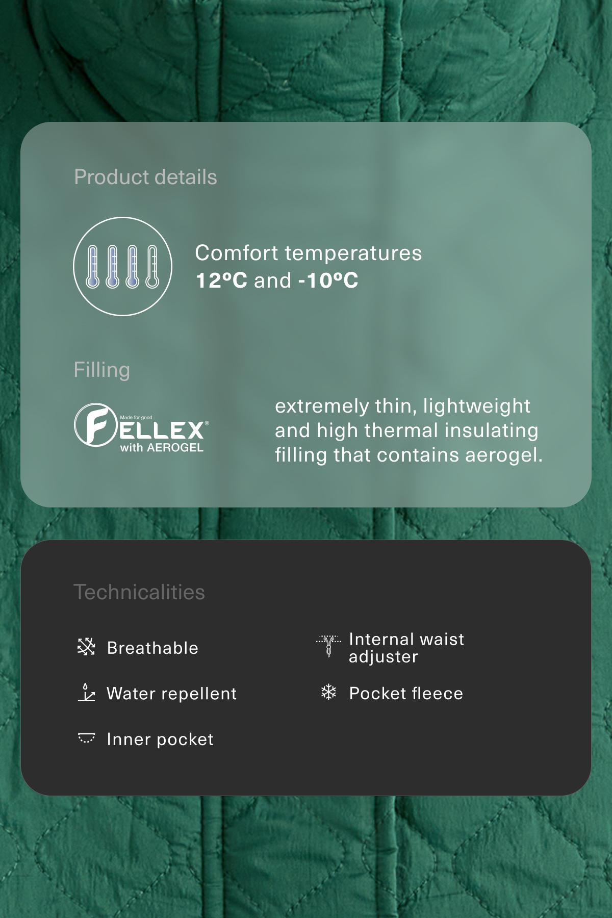 Short FELLEX® AEROGEL padded jacket — DARK EMERALD