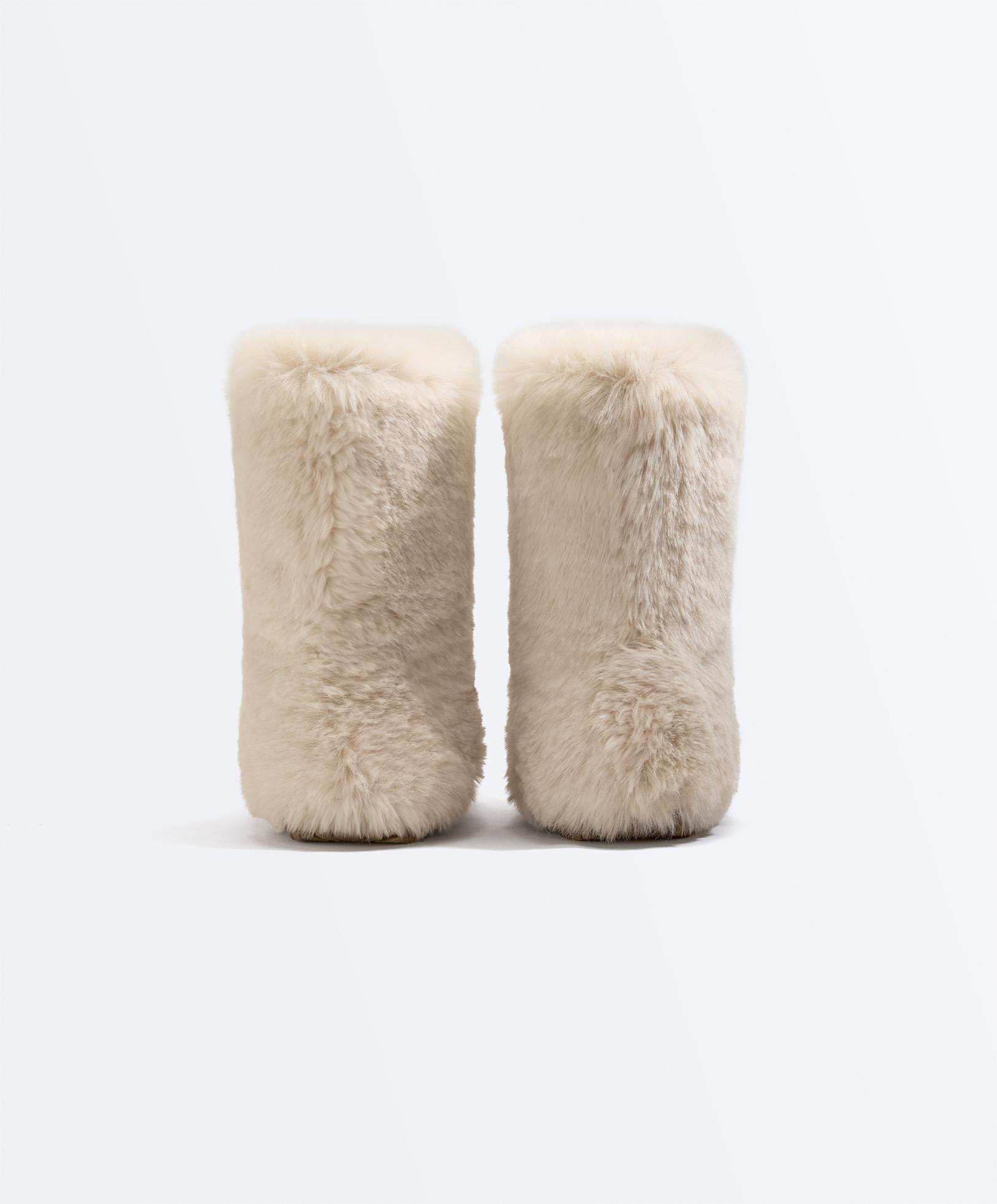 Technical faux-fur effect boot — ECRU