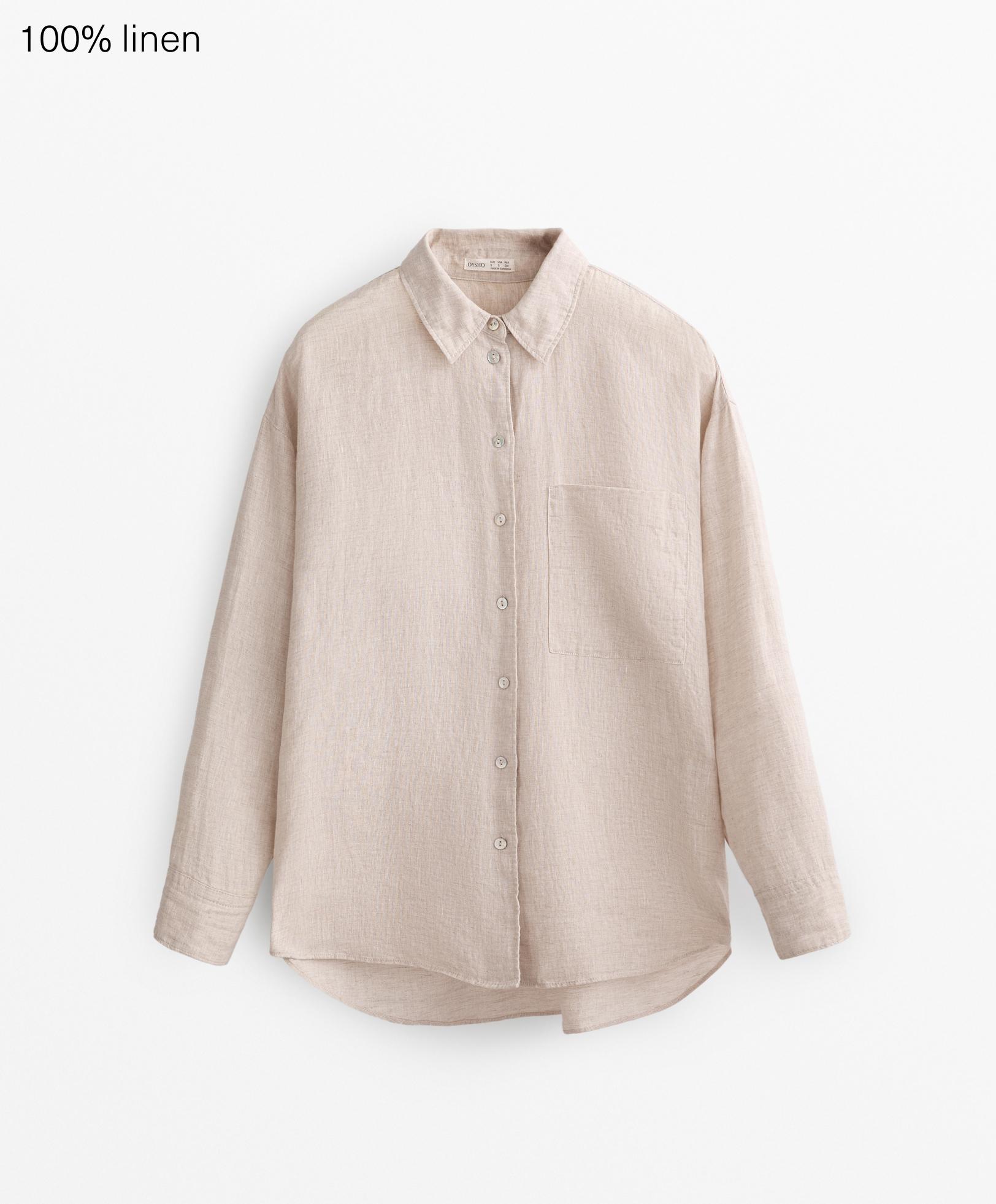 100% linen long-sleeved shirt