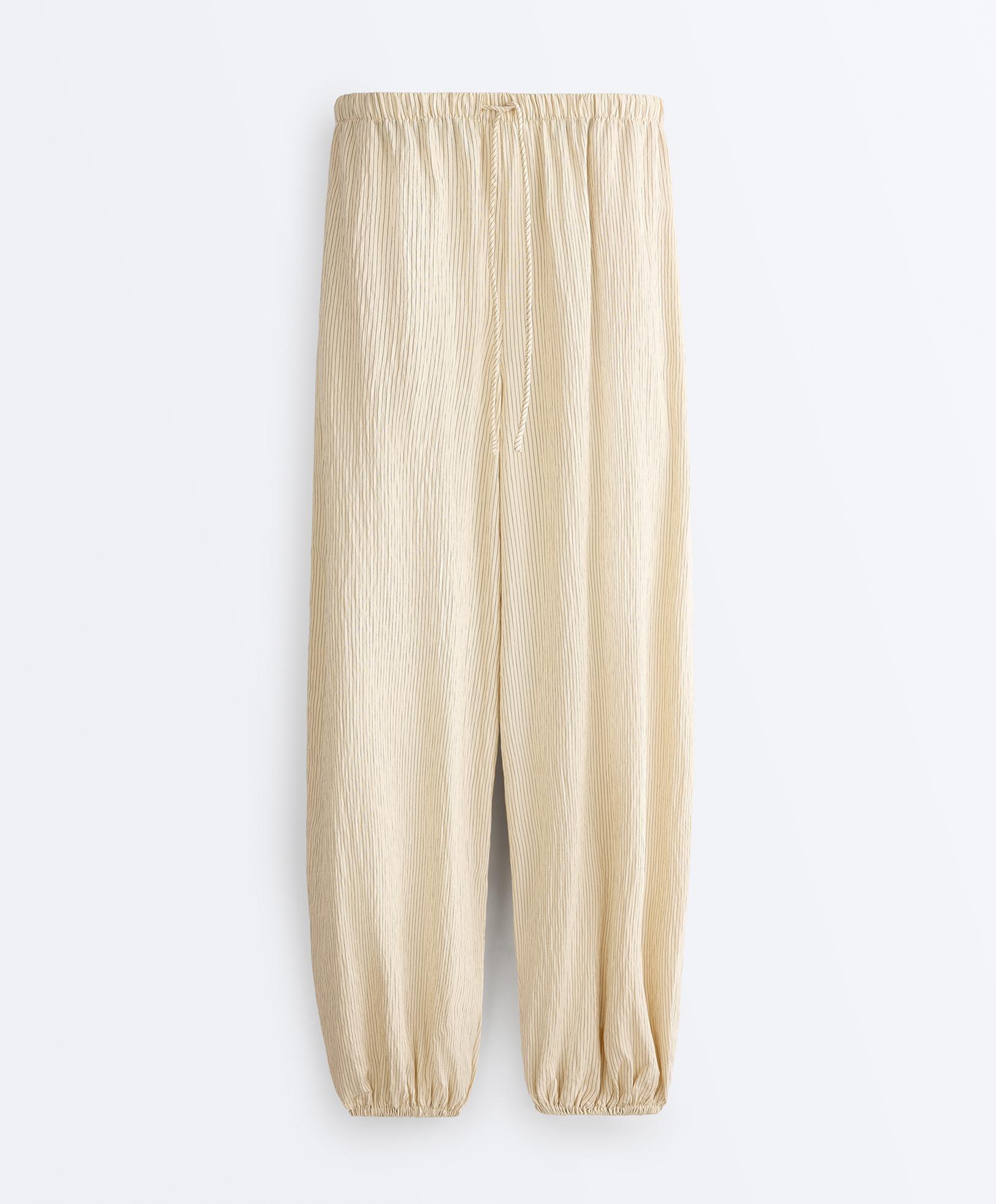 Modal blend striped bloomer trousers — PALE ECRU