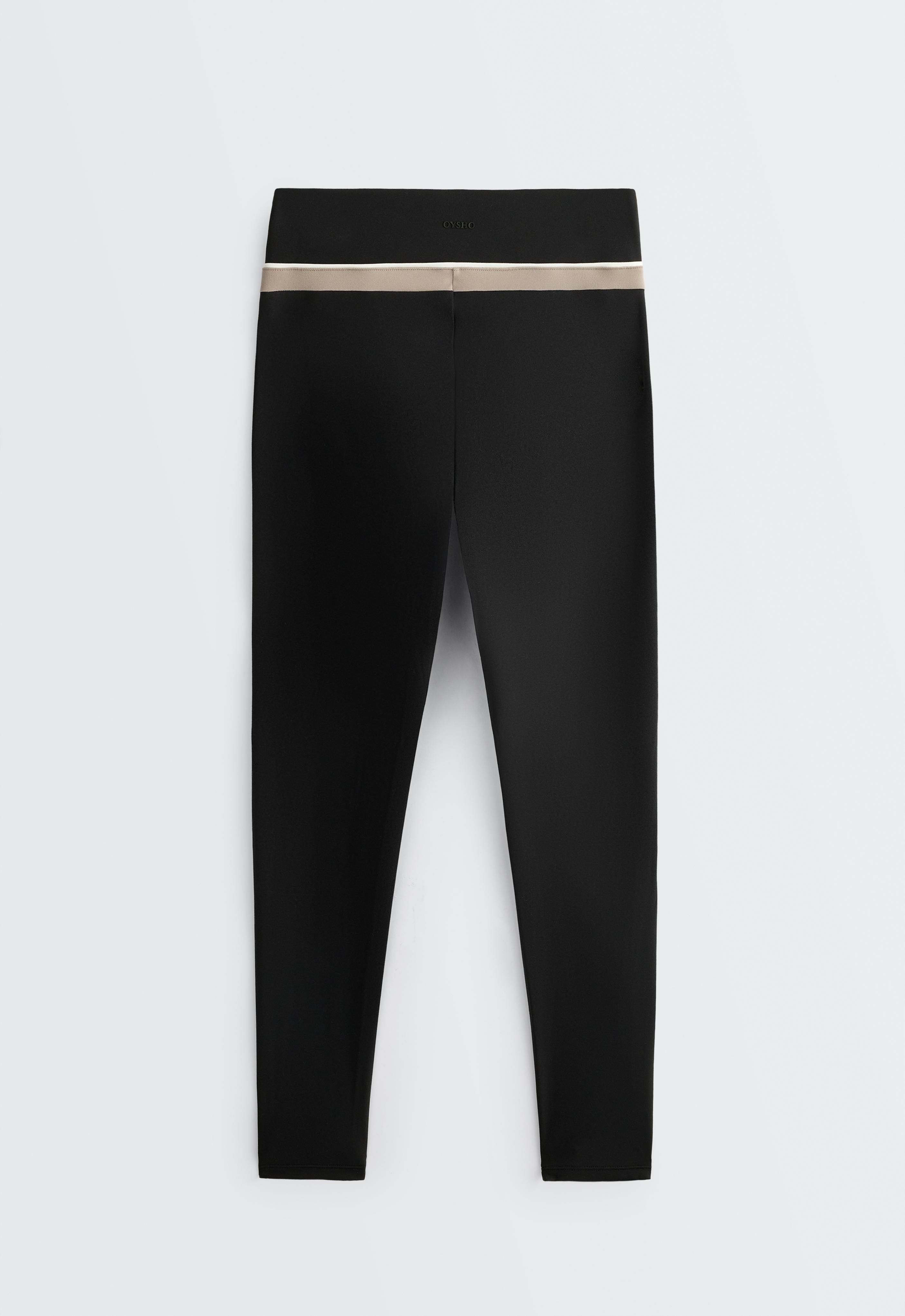 Comfortlux high-rise colour-block piping leggings — BLACK