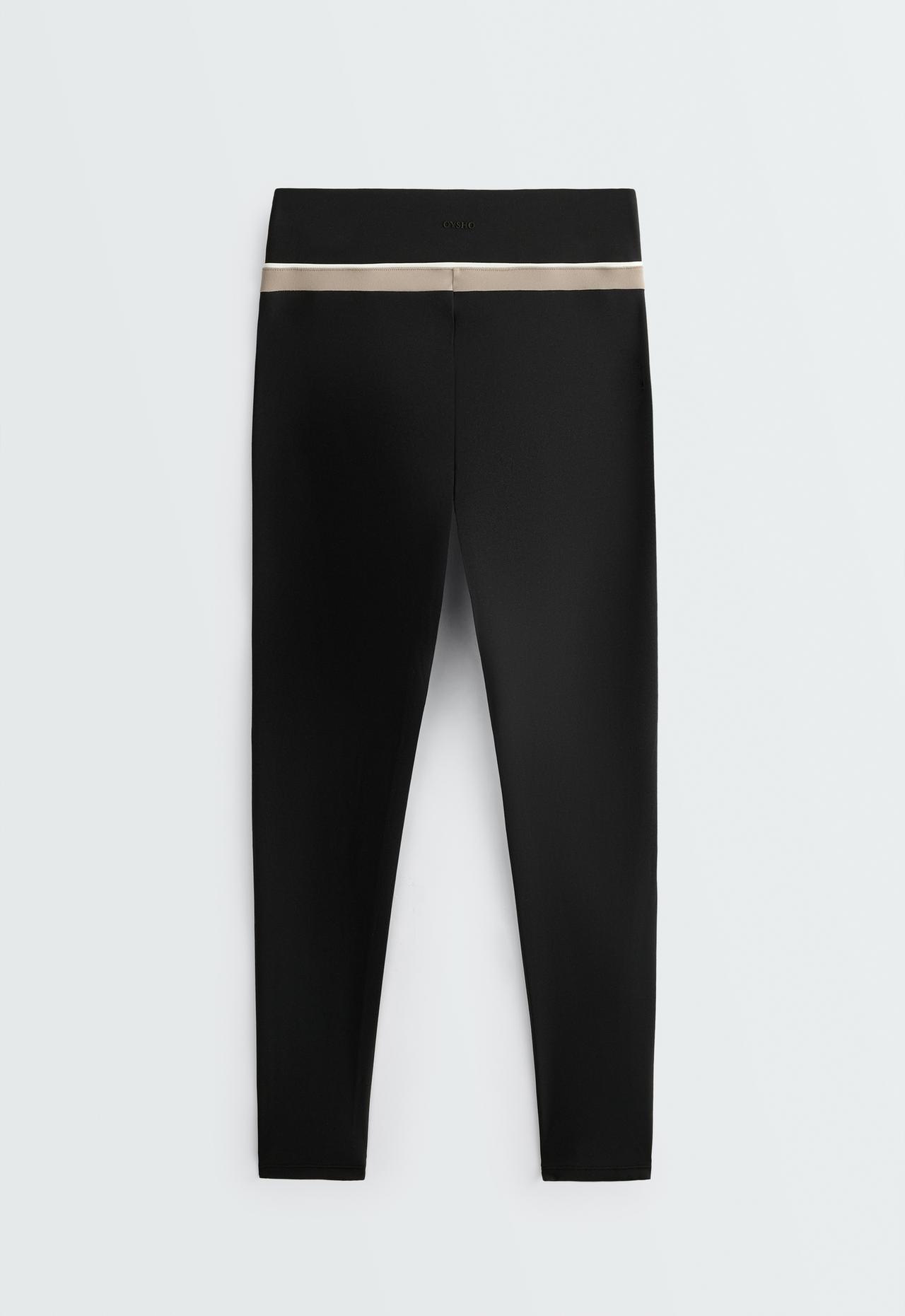Comfortlux high-rise colour-block piping leggings — BLACK