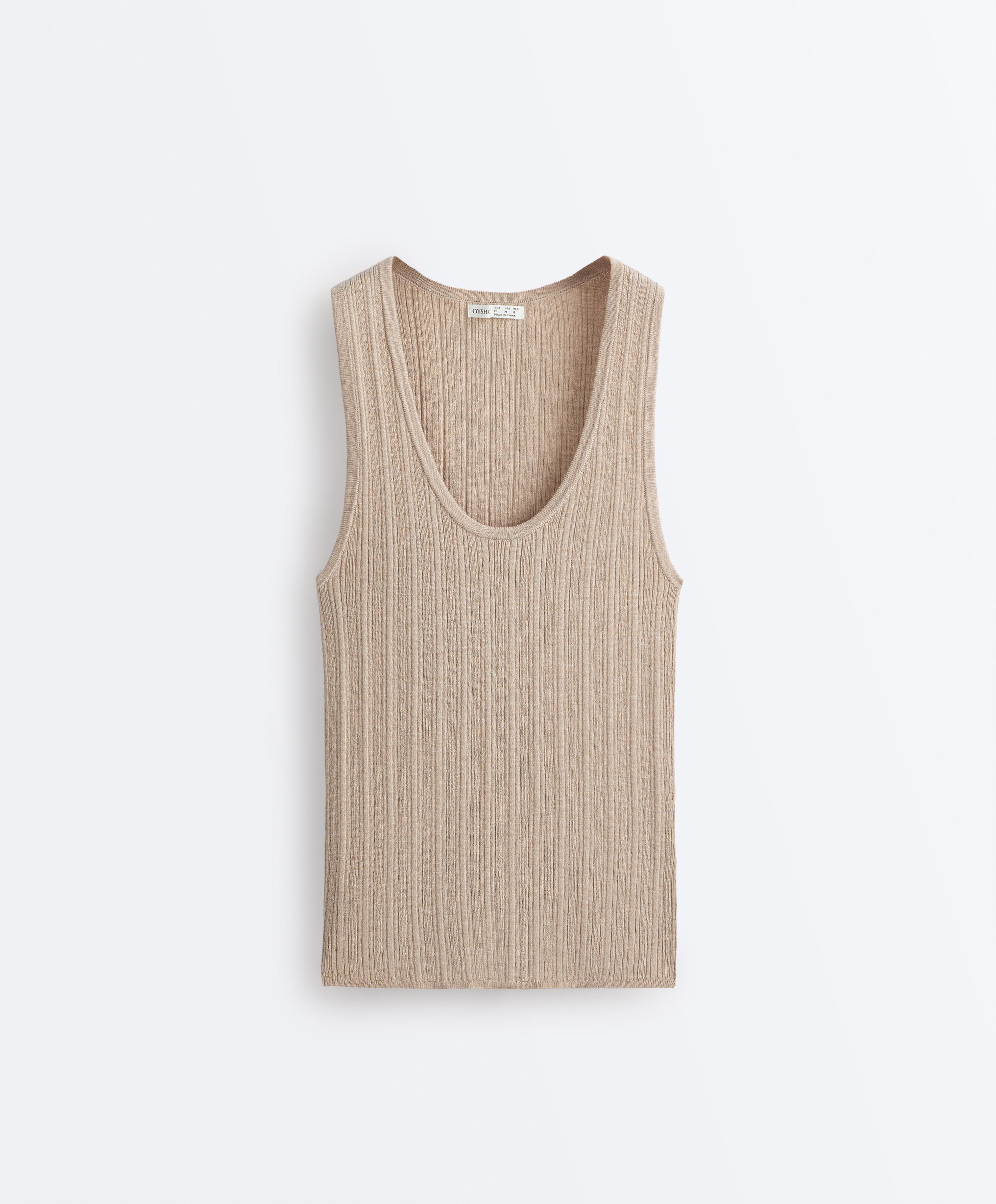 Fitted ribbed knit top — SANDY
