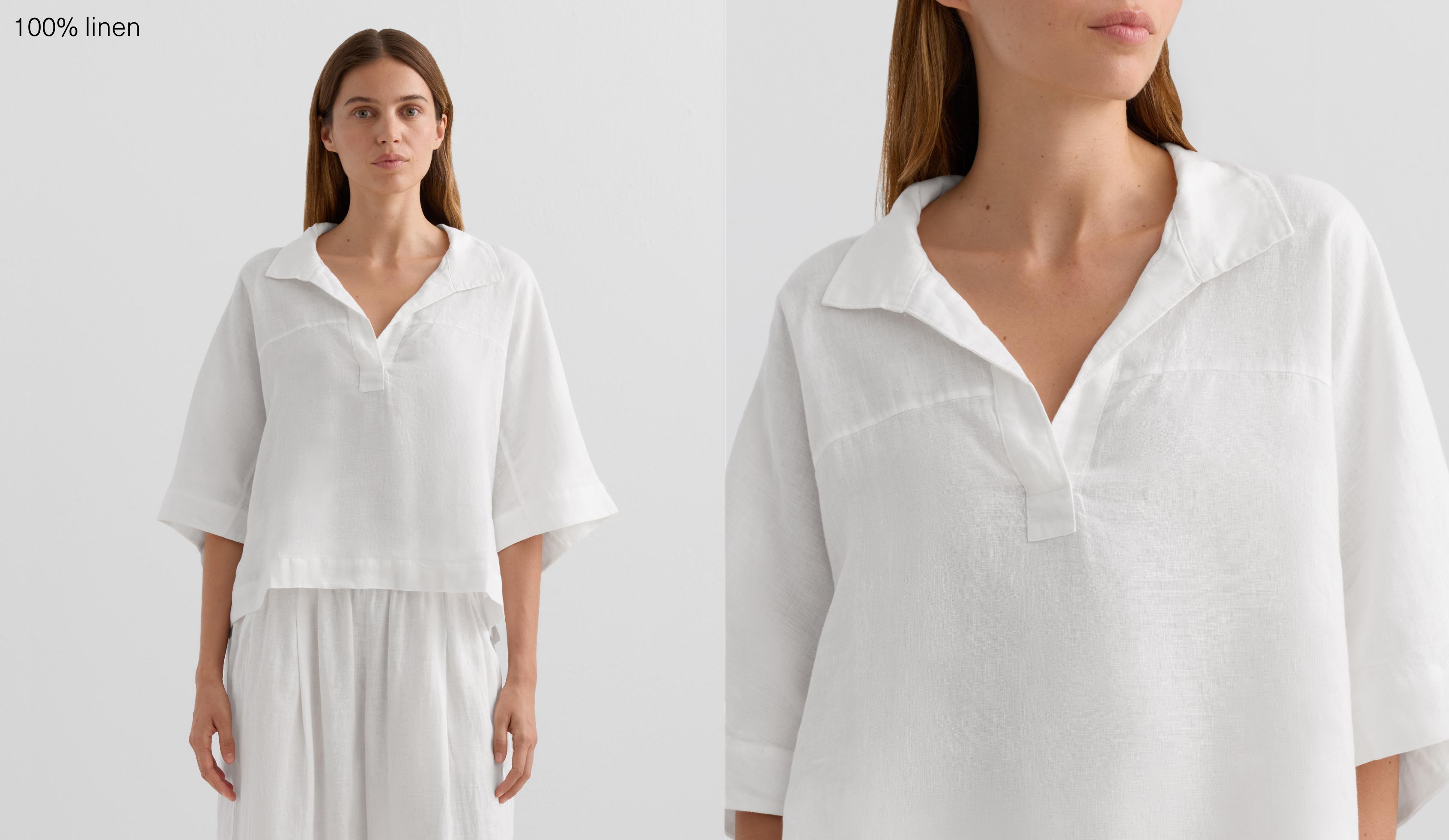 Camisa manga corta oversize 100% lino