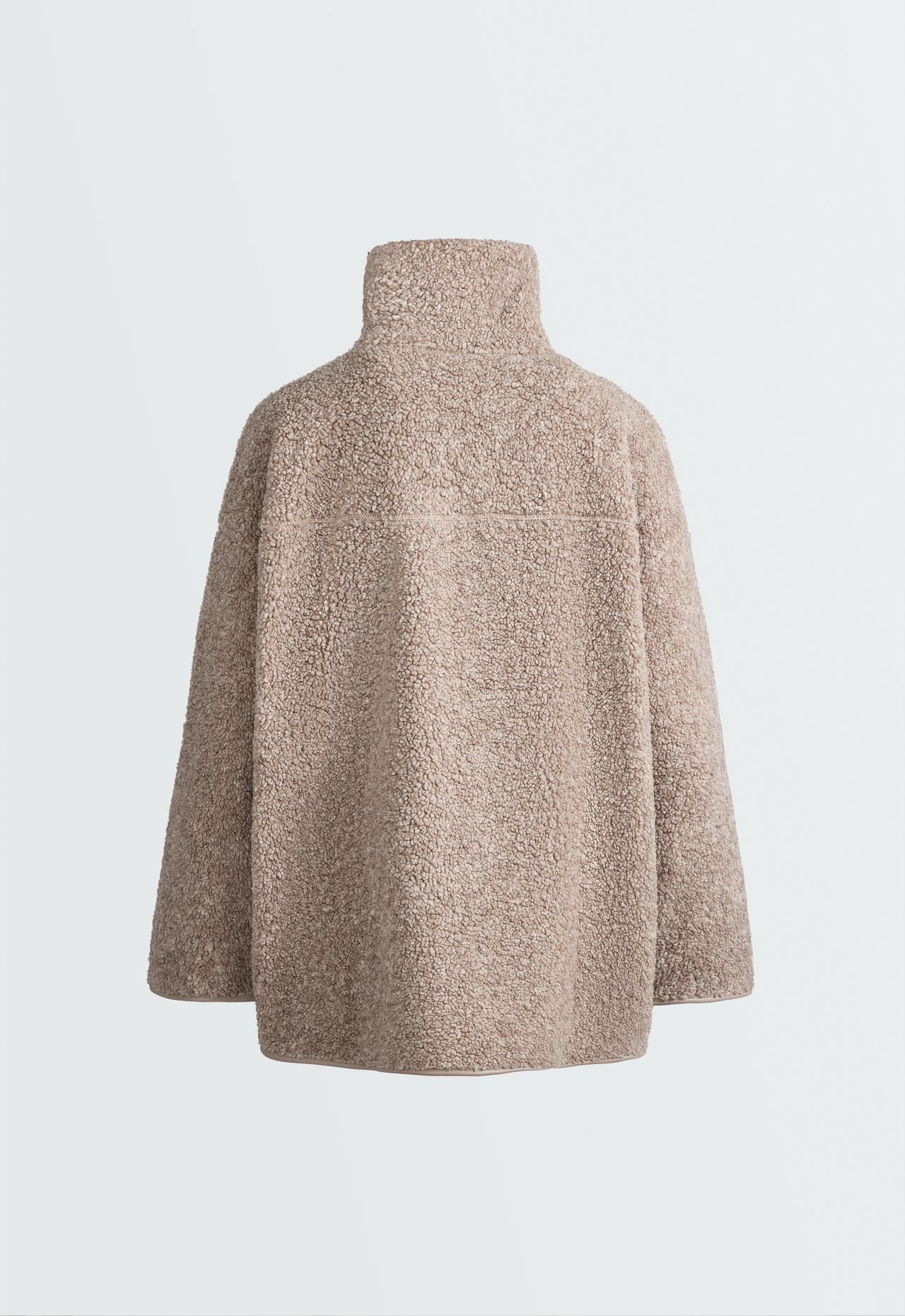 High-neck faux-shearling jacket — TAUPE                   