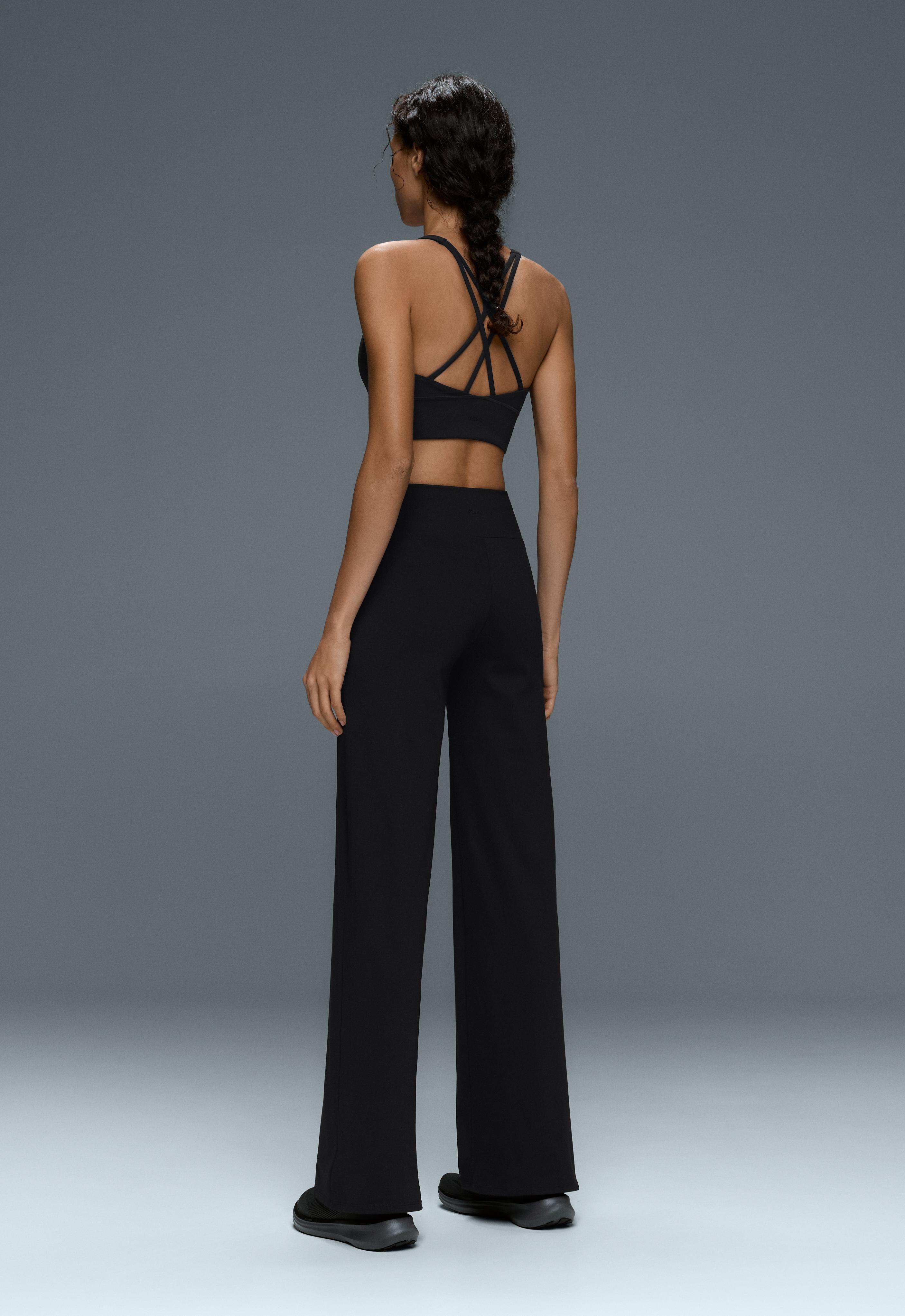 High-rise Comfortlux straight-leg trousers — BLACK
