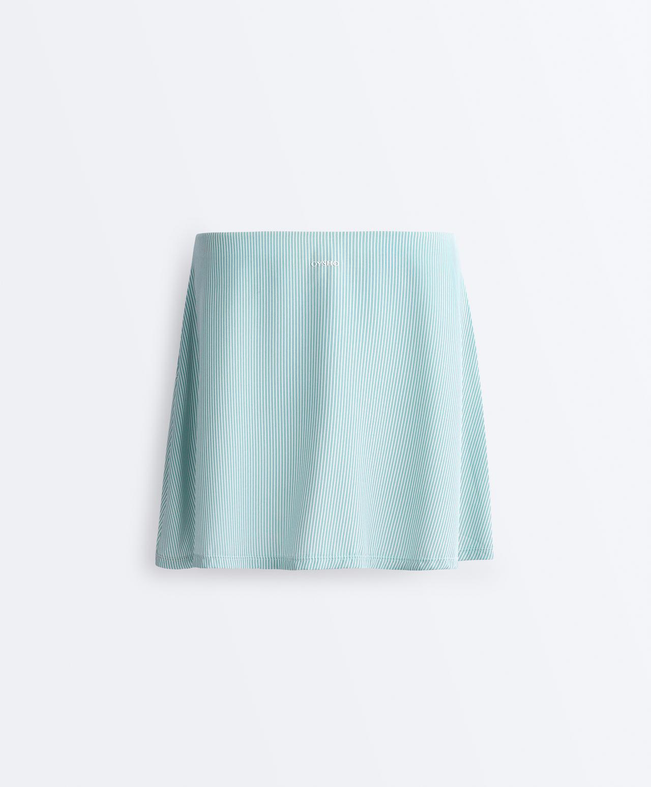 High-waisted striped gathered skirt — PALE ECRU
