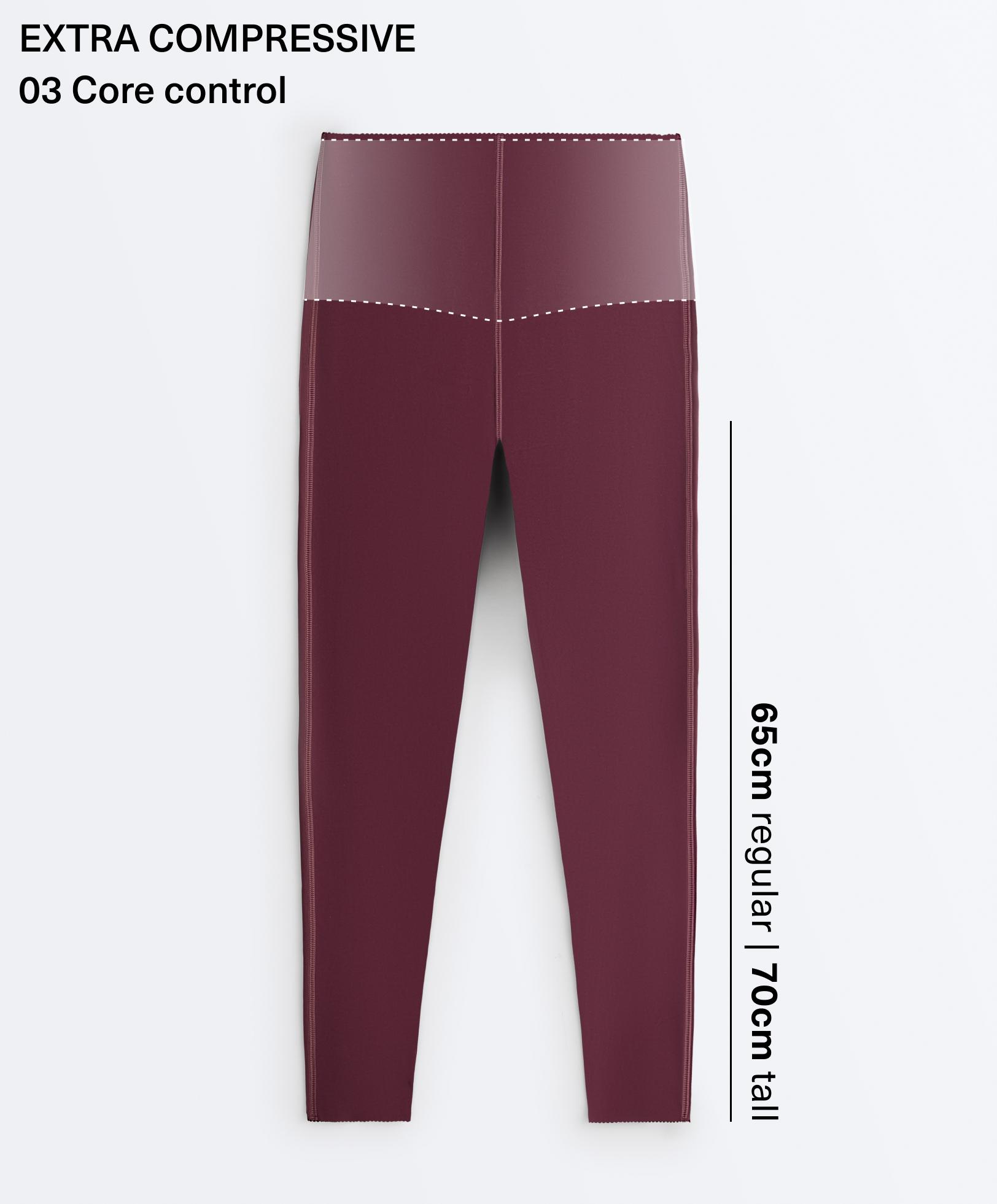 Extra-compressive core-control 65cm ankle-length leggings — AUBERGINE