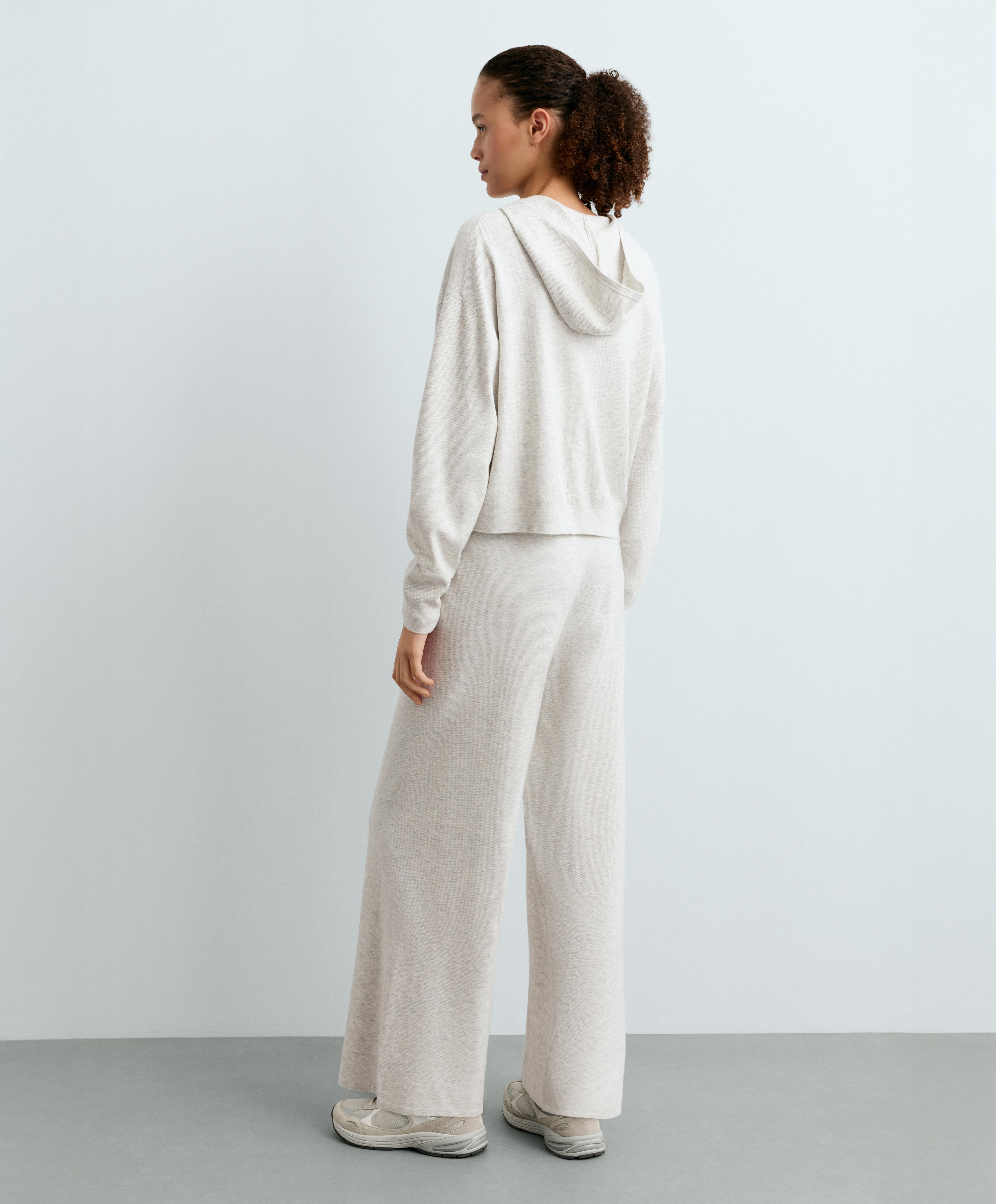Knit hooded jacket — PALE GREY MELANGE