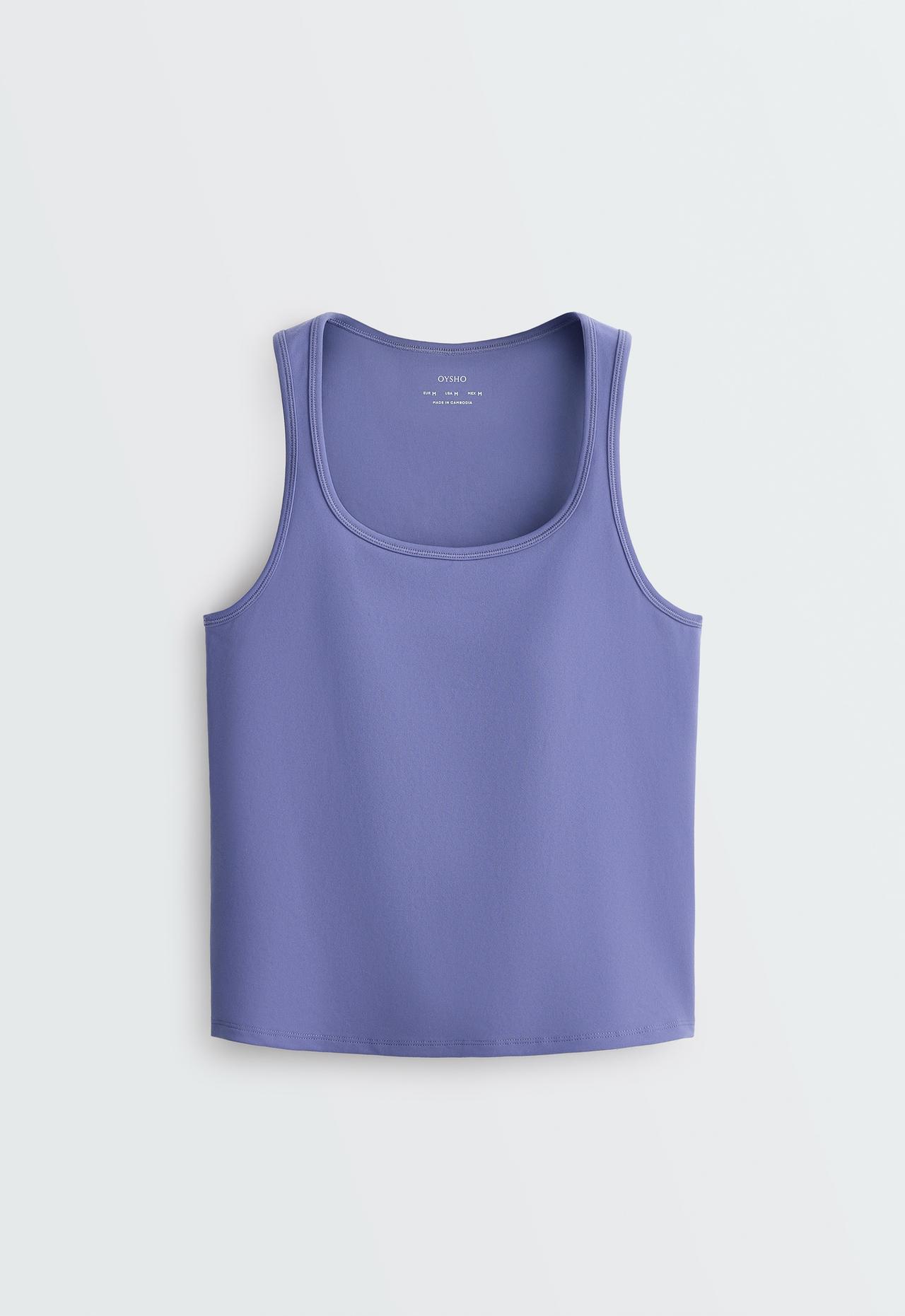 Evermove tank top with square neckline, neck — BLUEBERRY