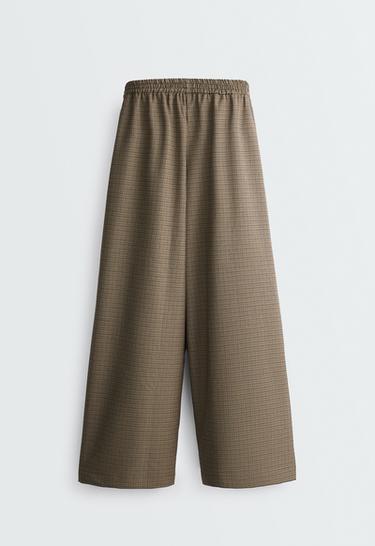 Wide-leg houndstooth trousers — BROWN MELANGE 6