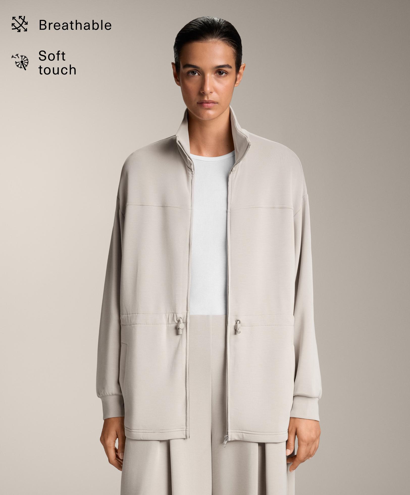 Long soft-touch jacket with modal and pockets Long soft-touch jacket with modal and pockets
