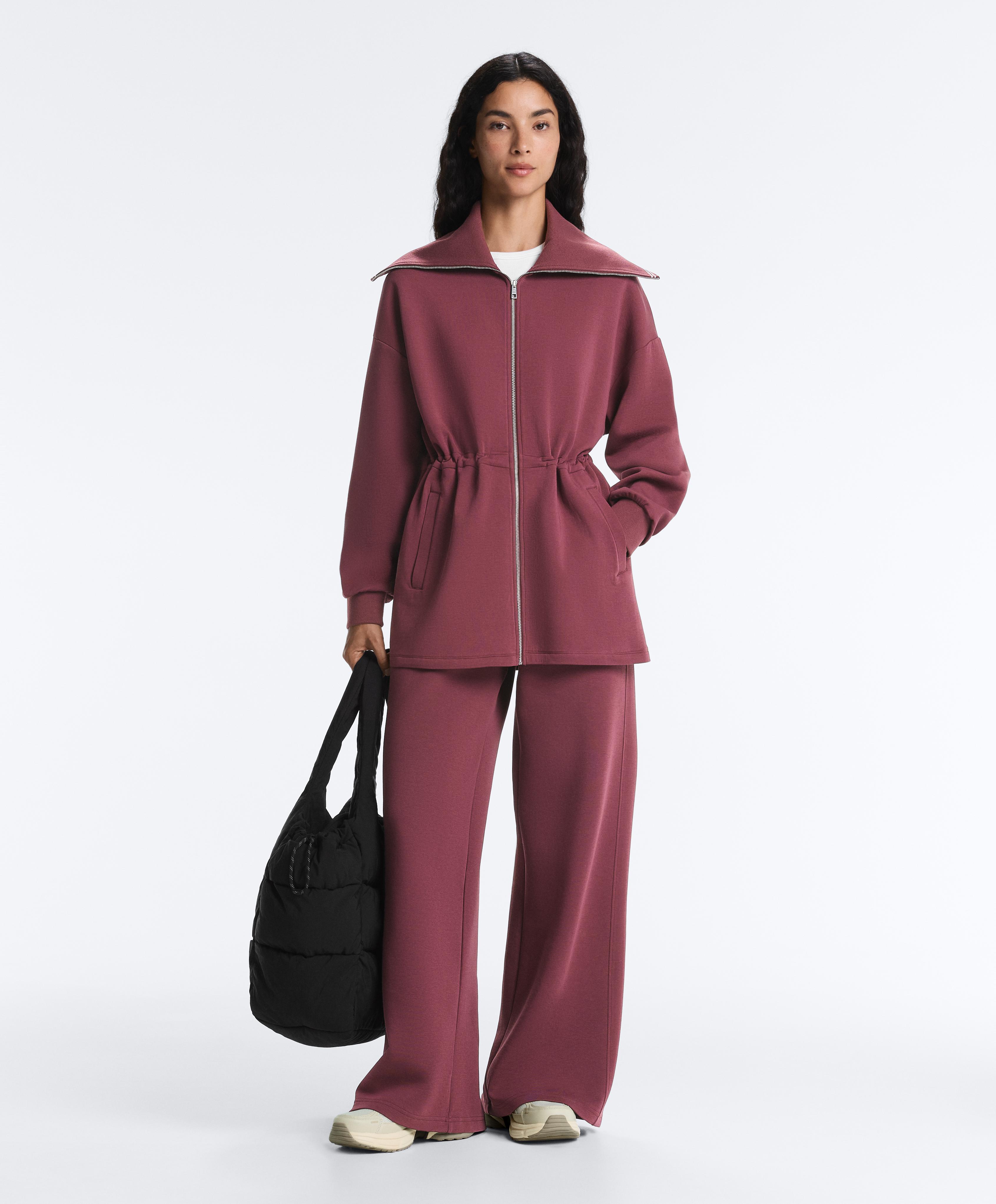 Cotton blend straight-leg trousers