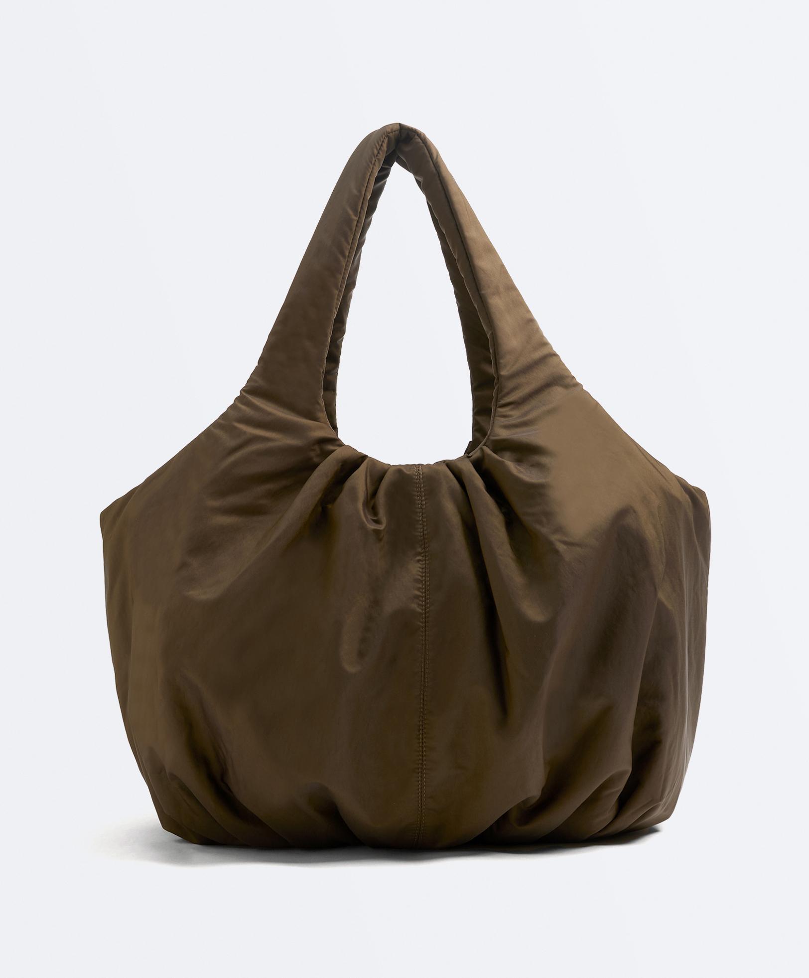 Gathered shopper bag — BROWN