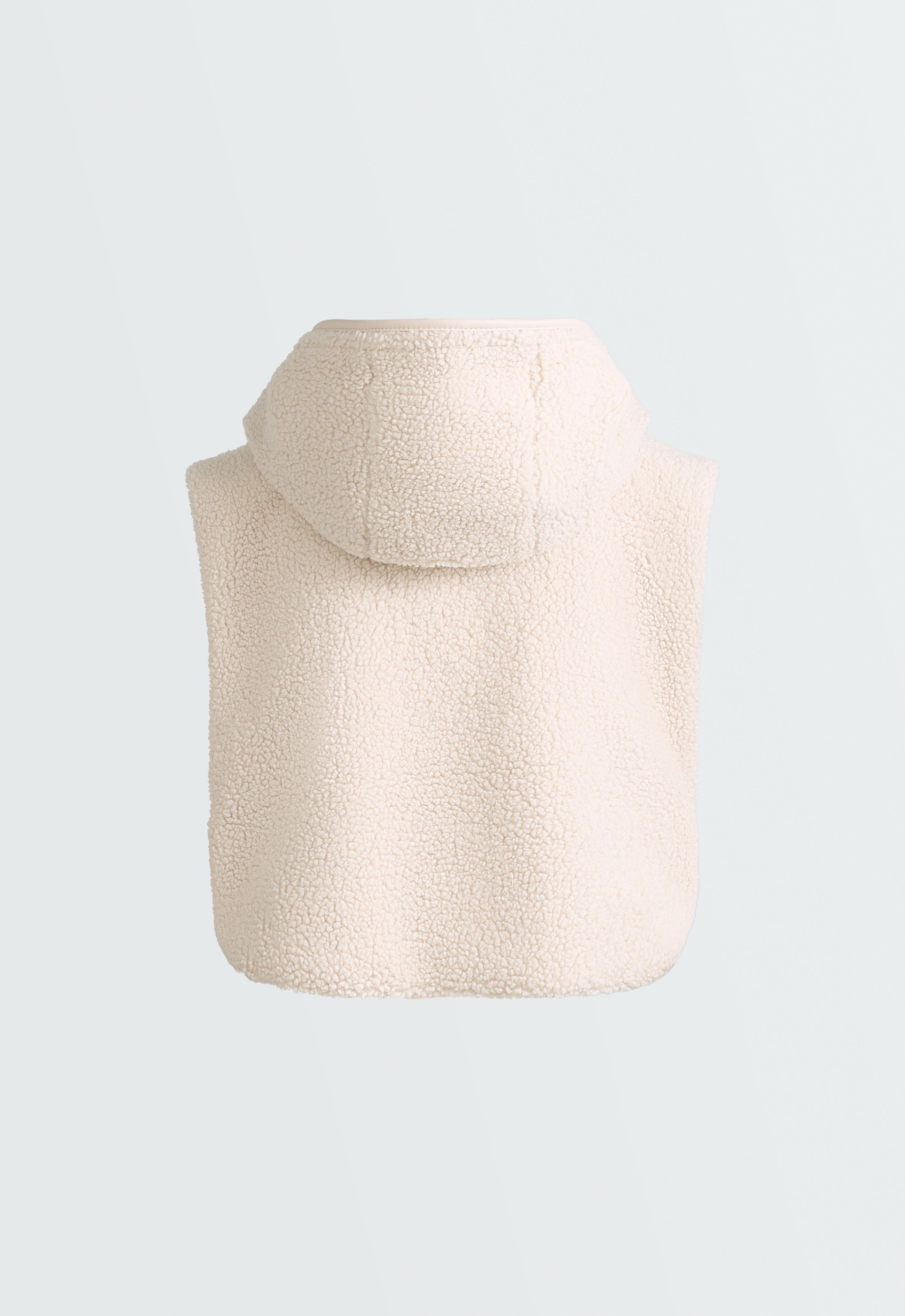 Faux-shearling hooded gilet — CREAM