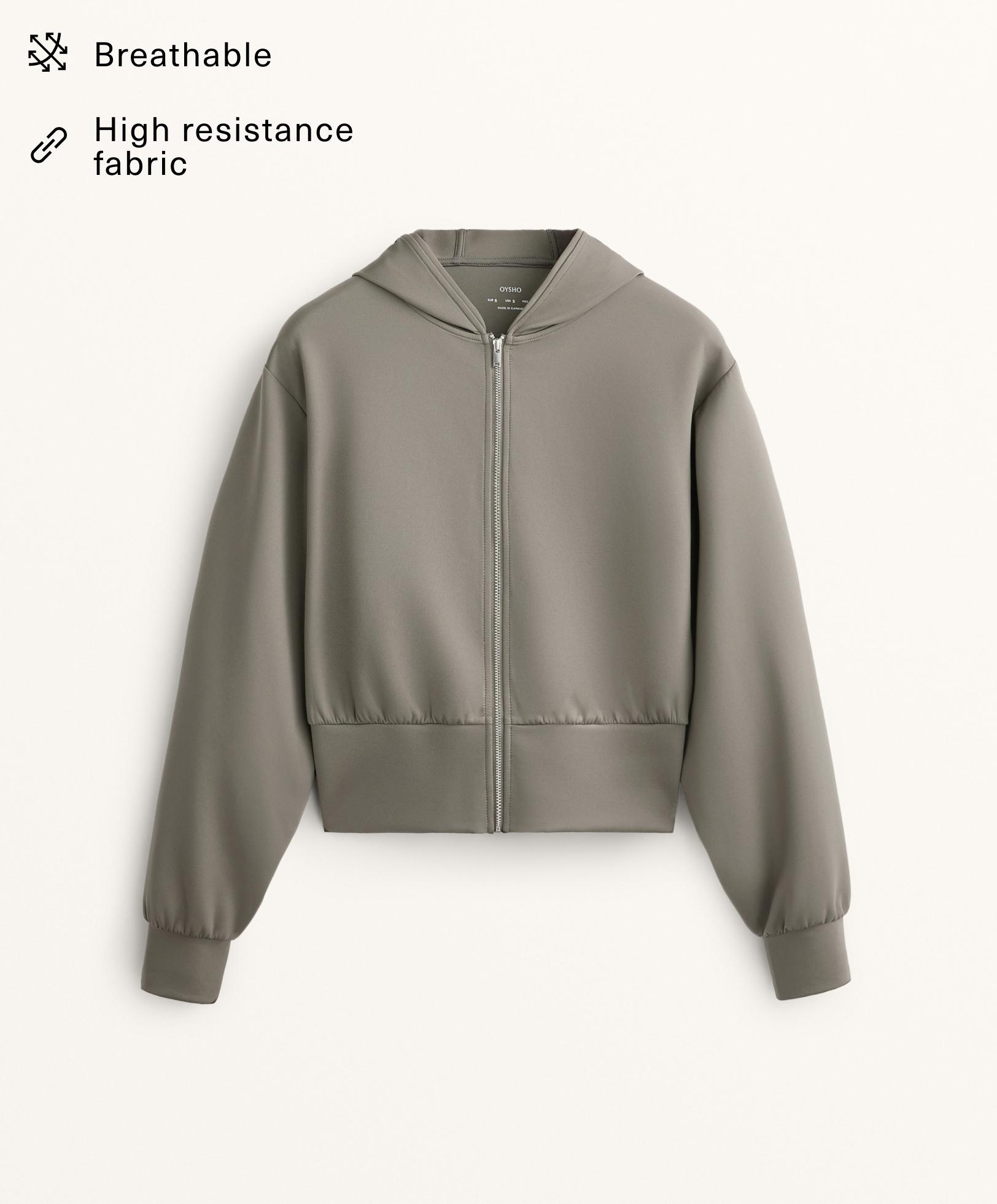 Μπουφάν με εφέ νεοπρέν με κουκούλα Μπουφάν με εφέ νεοπρέν με κουκούλα