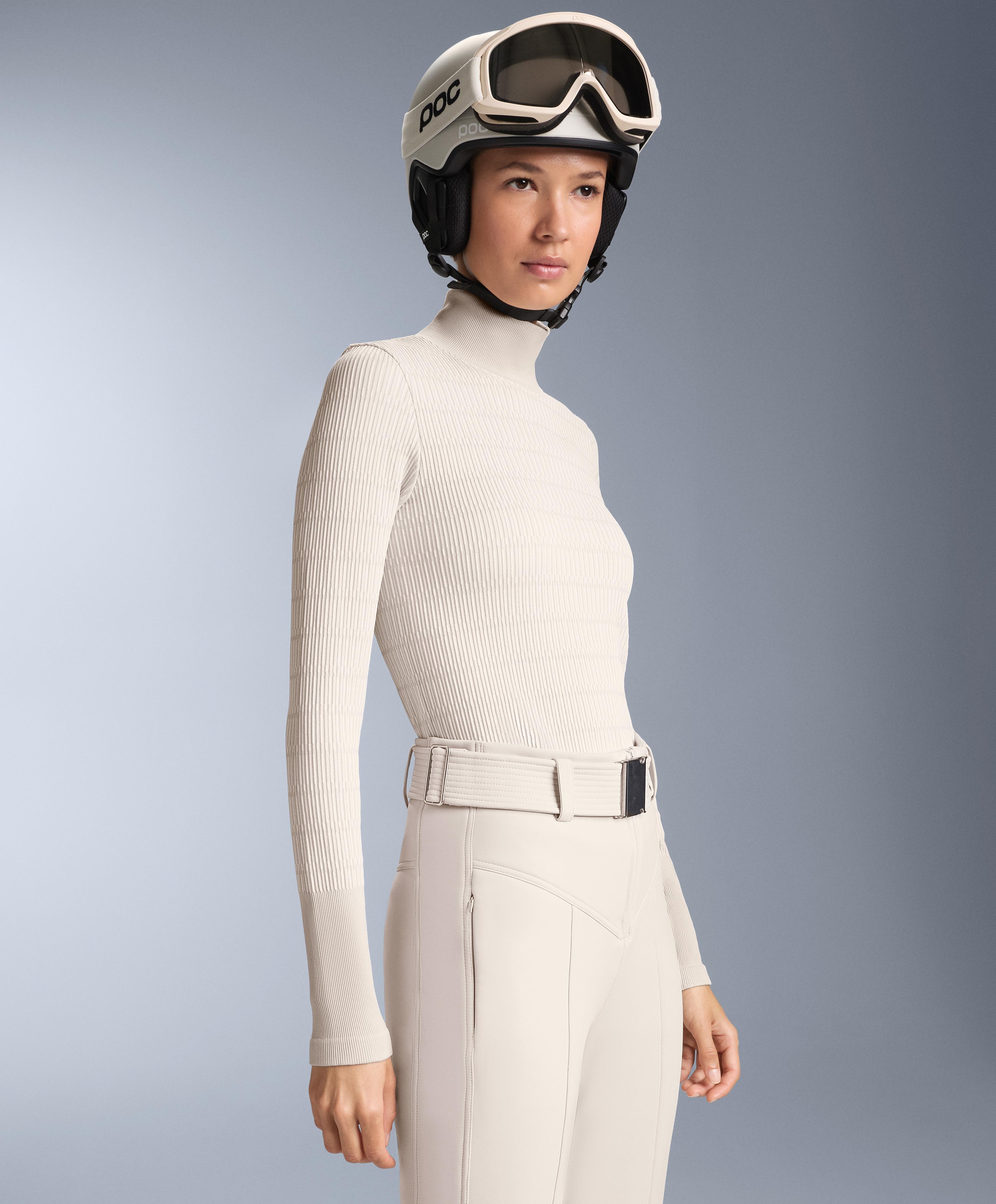 Geometric seamless thermal base layer T-shirt — PALE MINK