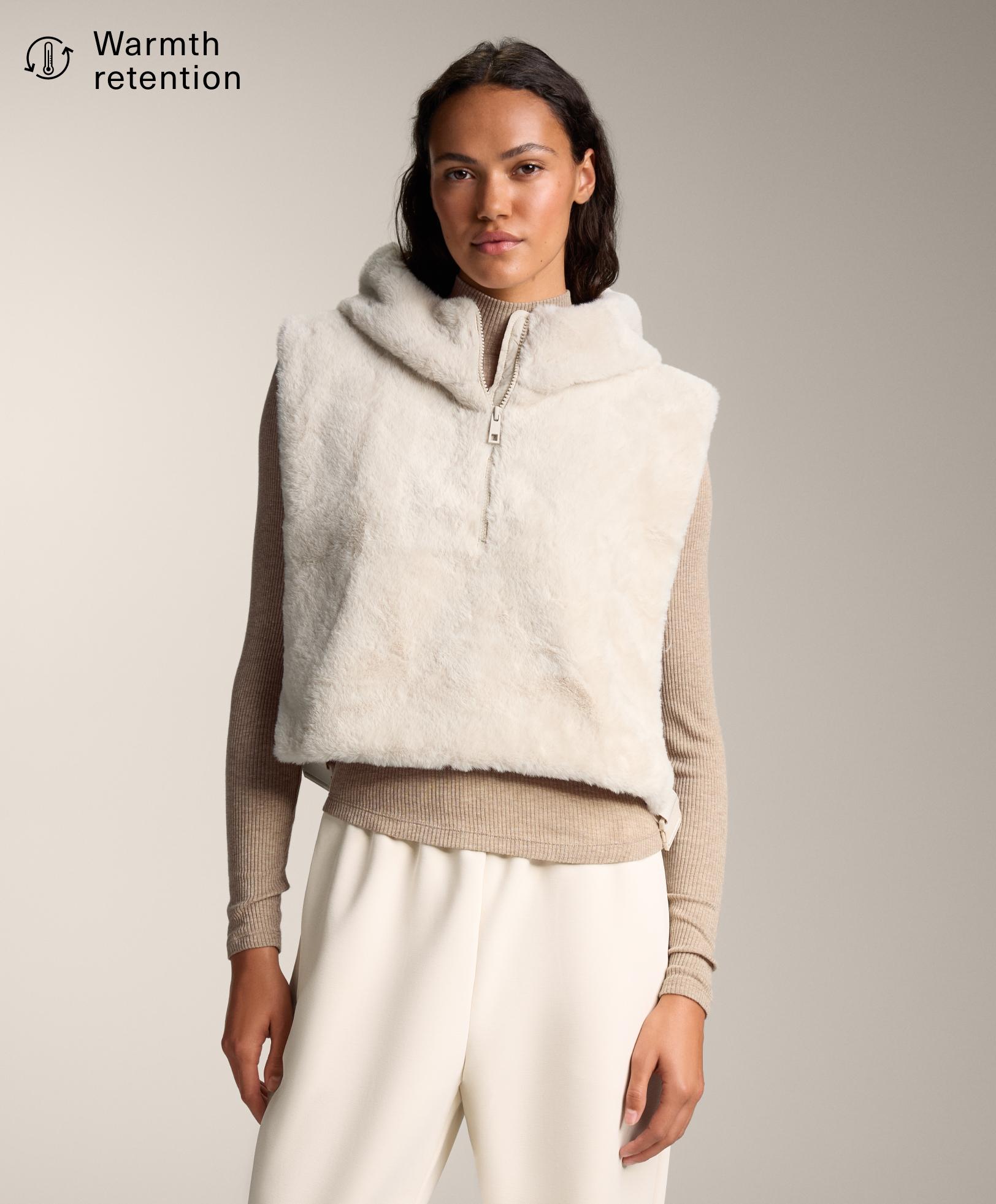 Faux fur gilet with hood