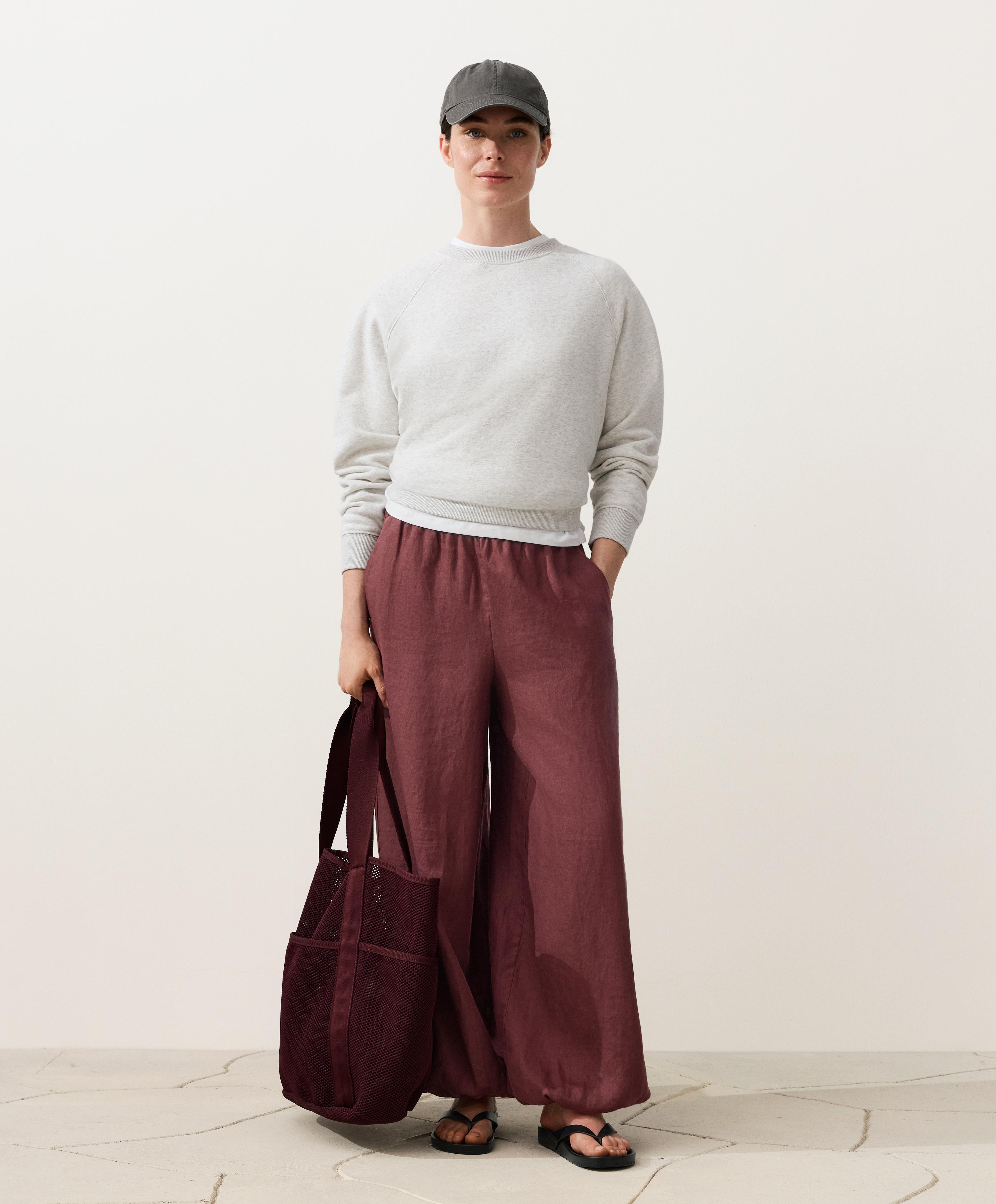 100% linen bloomer trousers — BURGUNDY