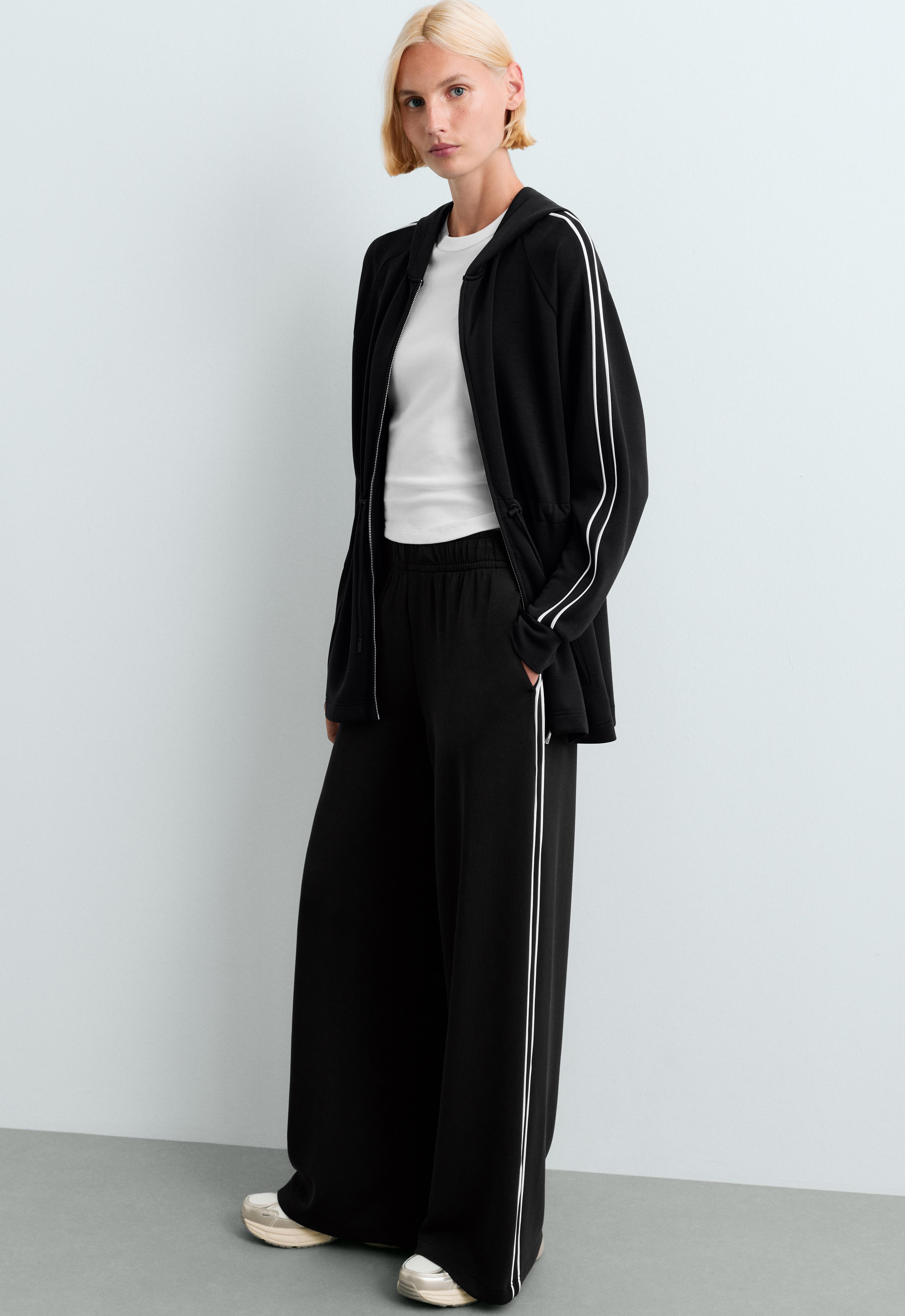 Long modal hooded jacket — BLACK