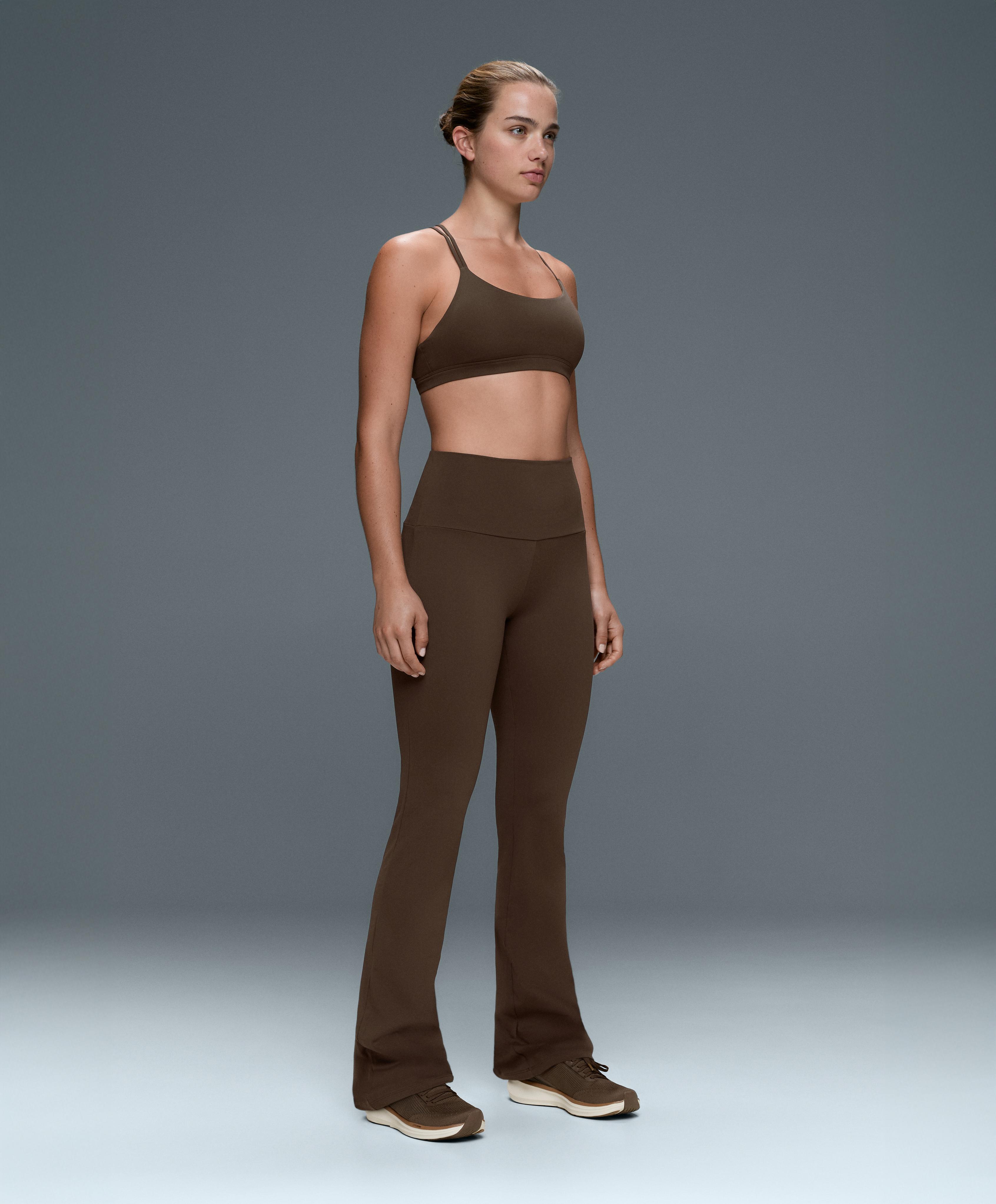 High-rise Comfortlux flare trousers — DARK BROWN