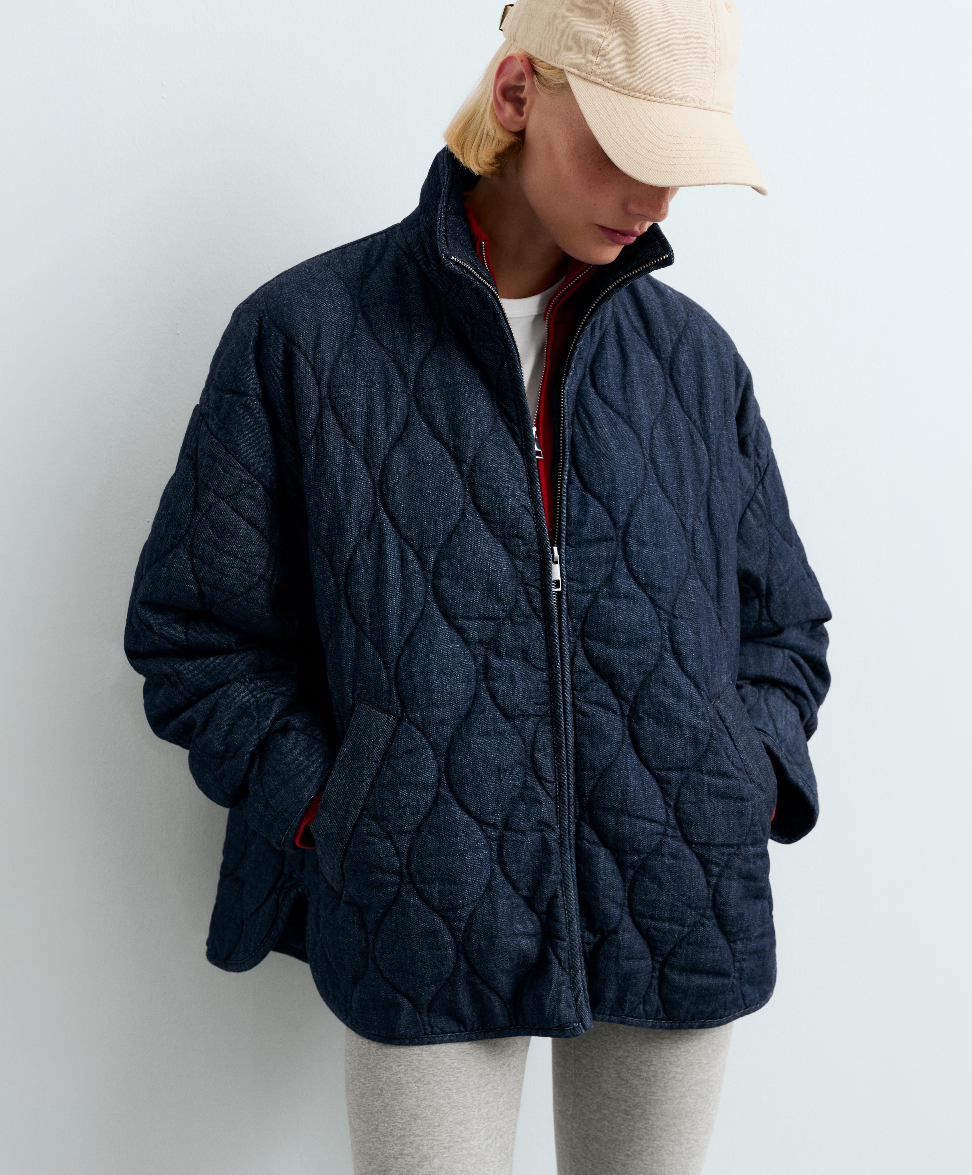 FELLEX® AEROGEL denim-effect boxy padded jacket — MID DENIM